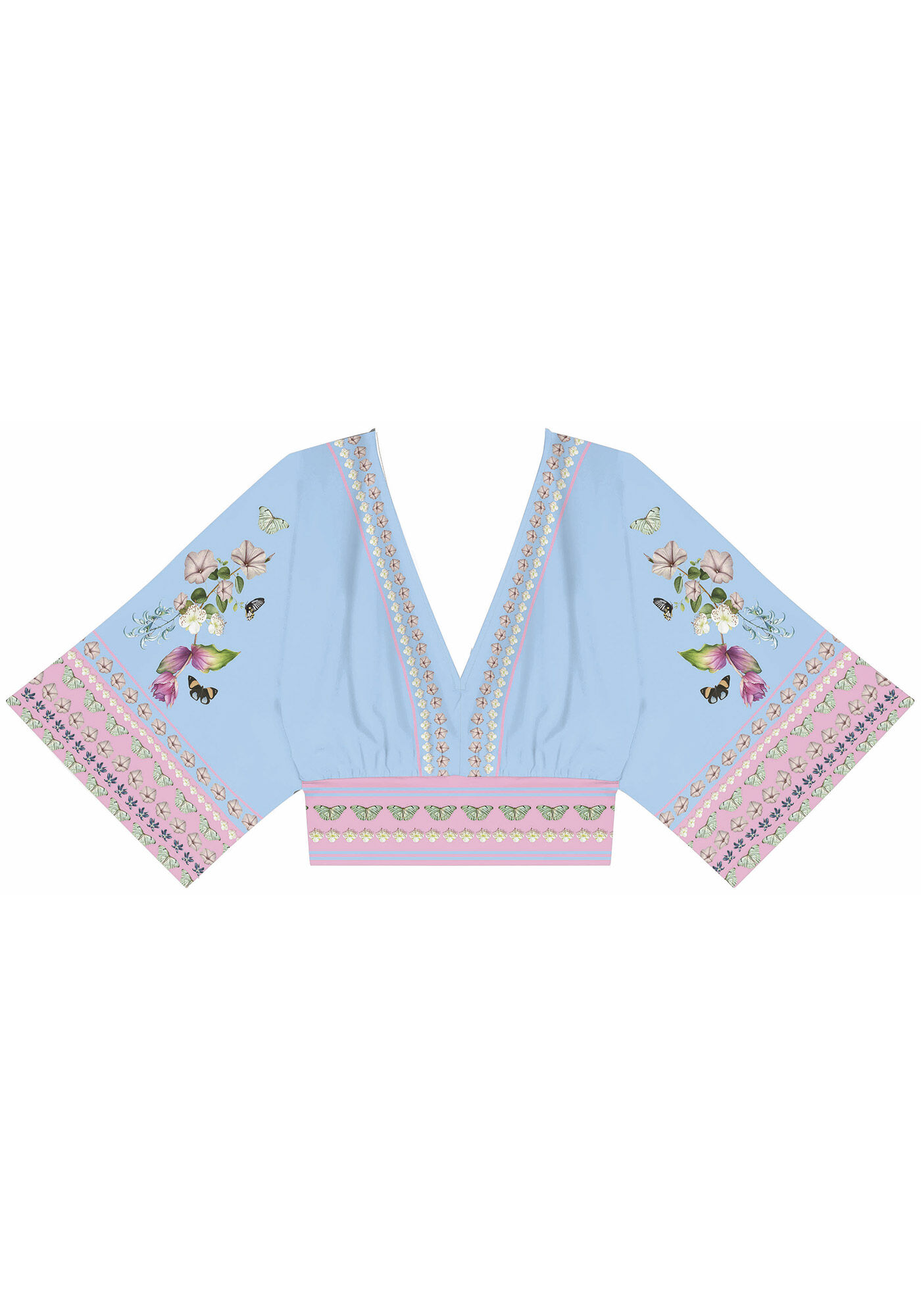 Blusa Manga 3/4 Flare em Malha Aveludada Estampada, , large.