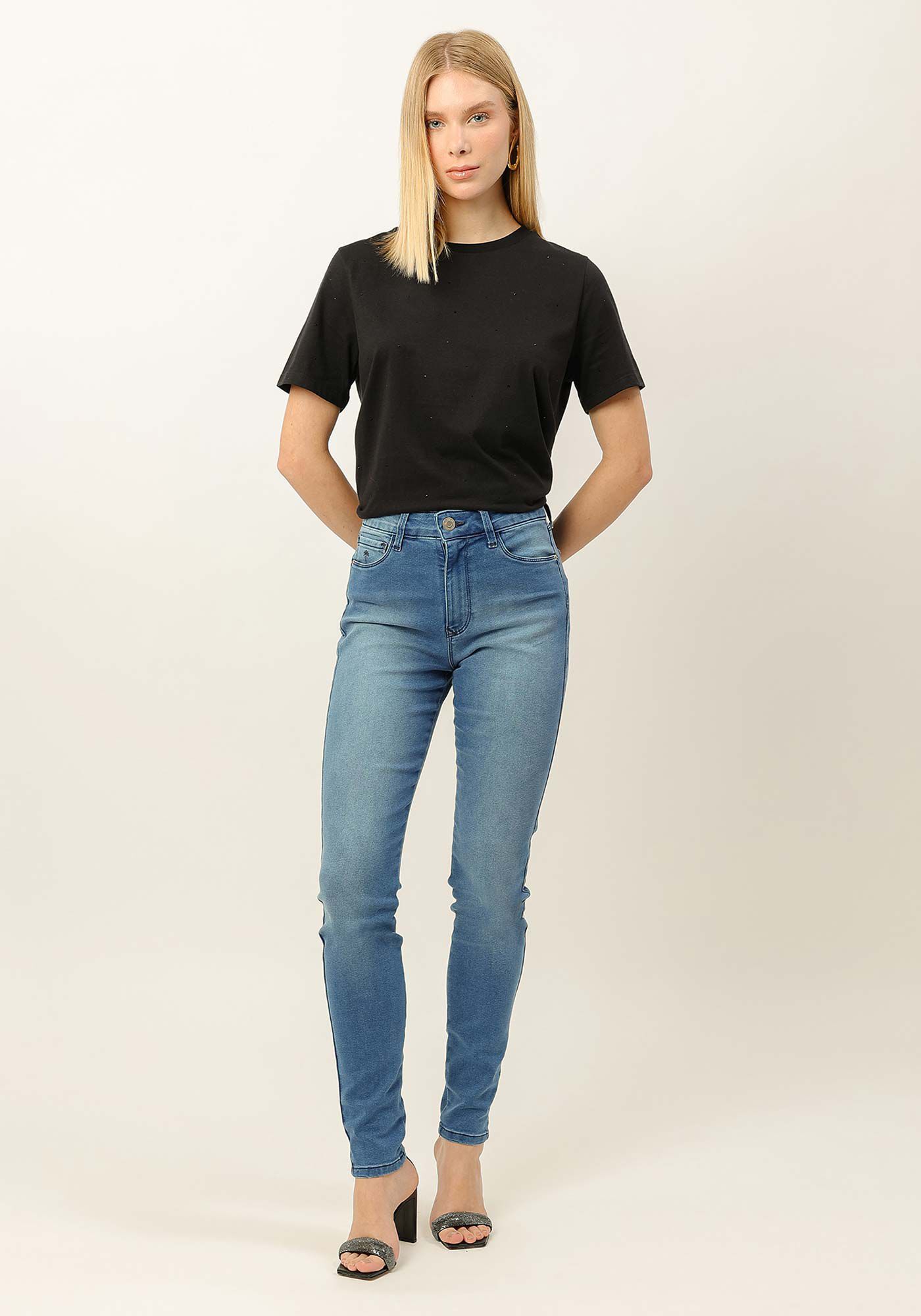 T-shirt em Malha com Strass, , large.