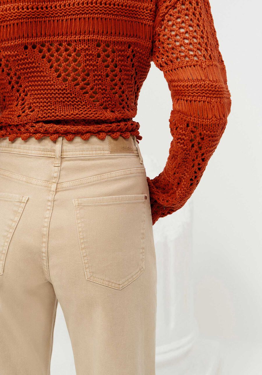 Calça Sarja Wide Leg Comfort Cropped Super Alta, BEGE FLAME. Calça Sarja Wide Leg Comfort Cropped Super Alta, BEGE FLAME, large.