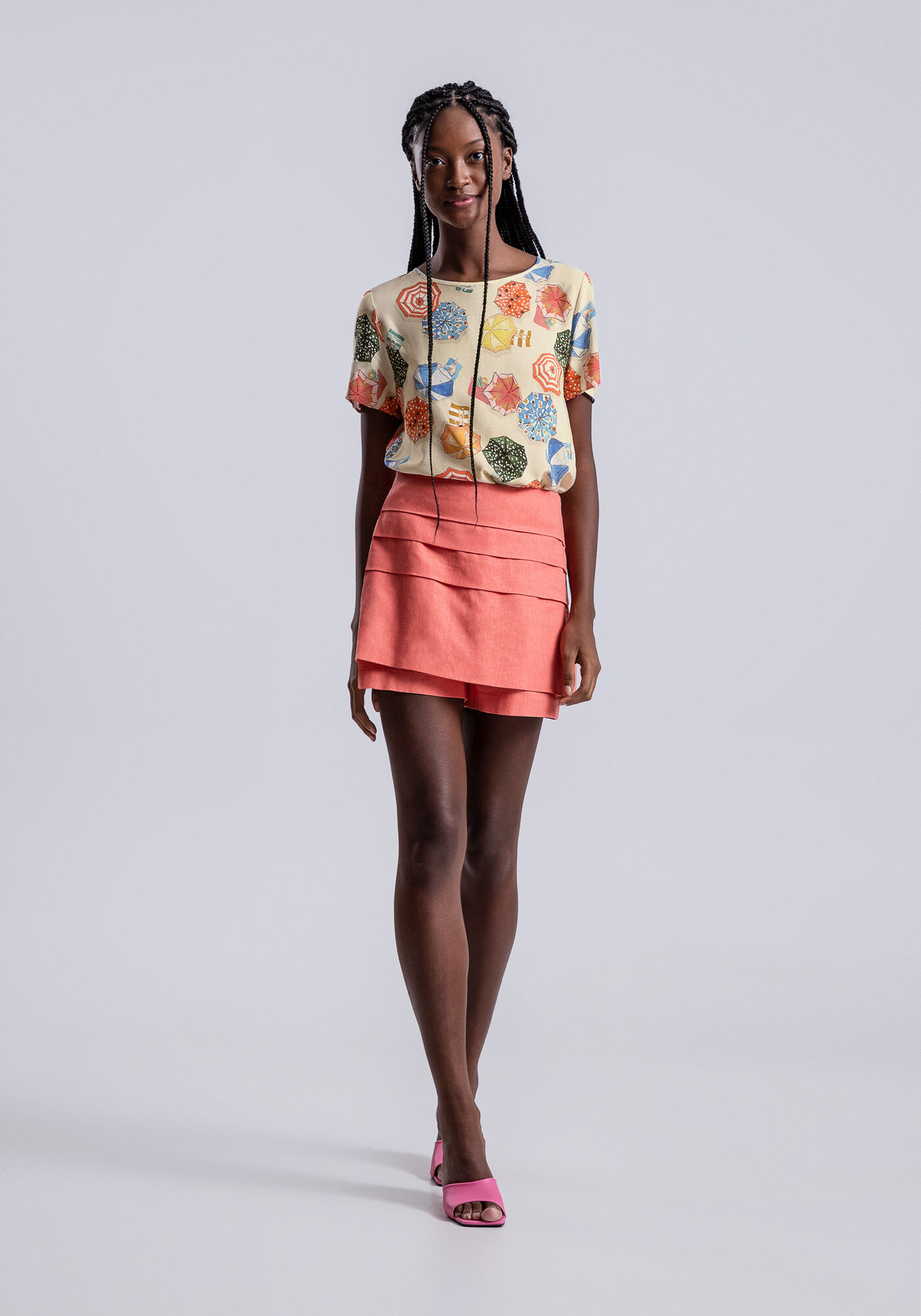 Blusa Manga Curta em Viscose Estampada, , large.