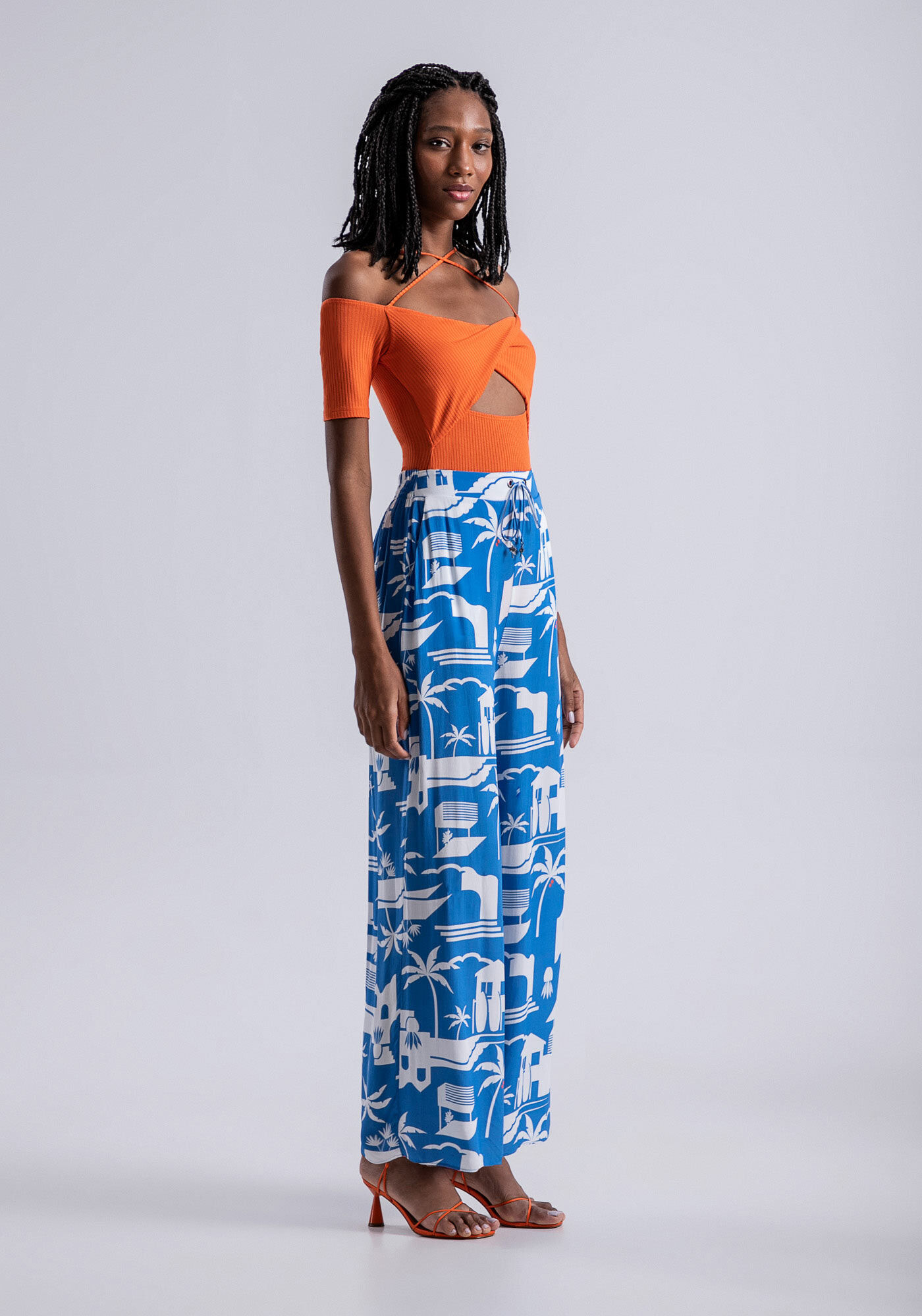 Body Canelado com Transpasse e Tiras, , large.