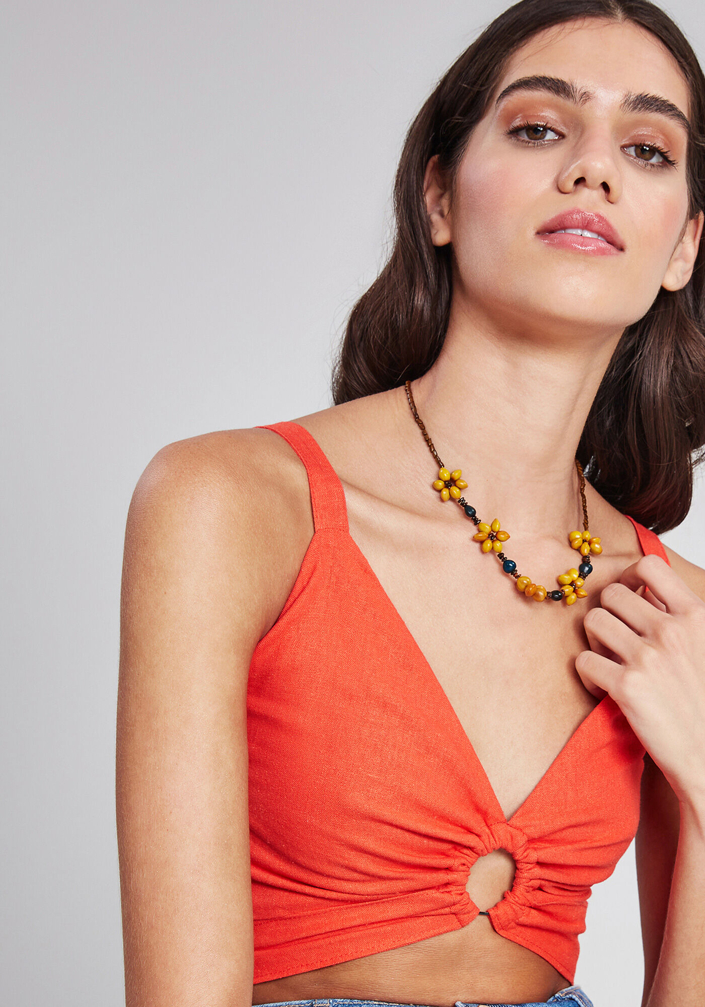 Blusa Cropped Amarra&ccedil;&atilde;o Linho, , large.