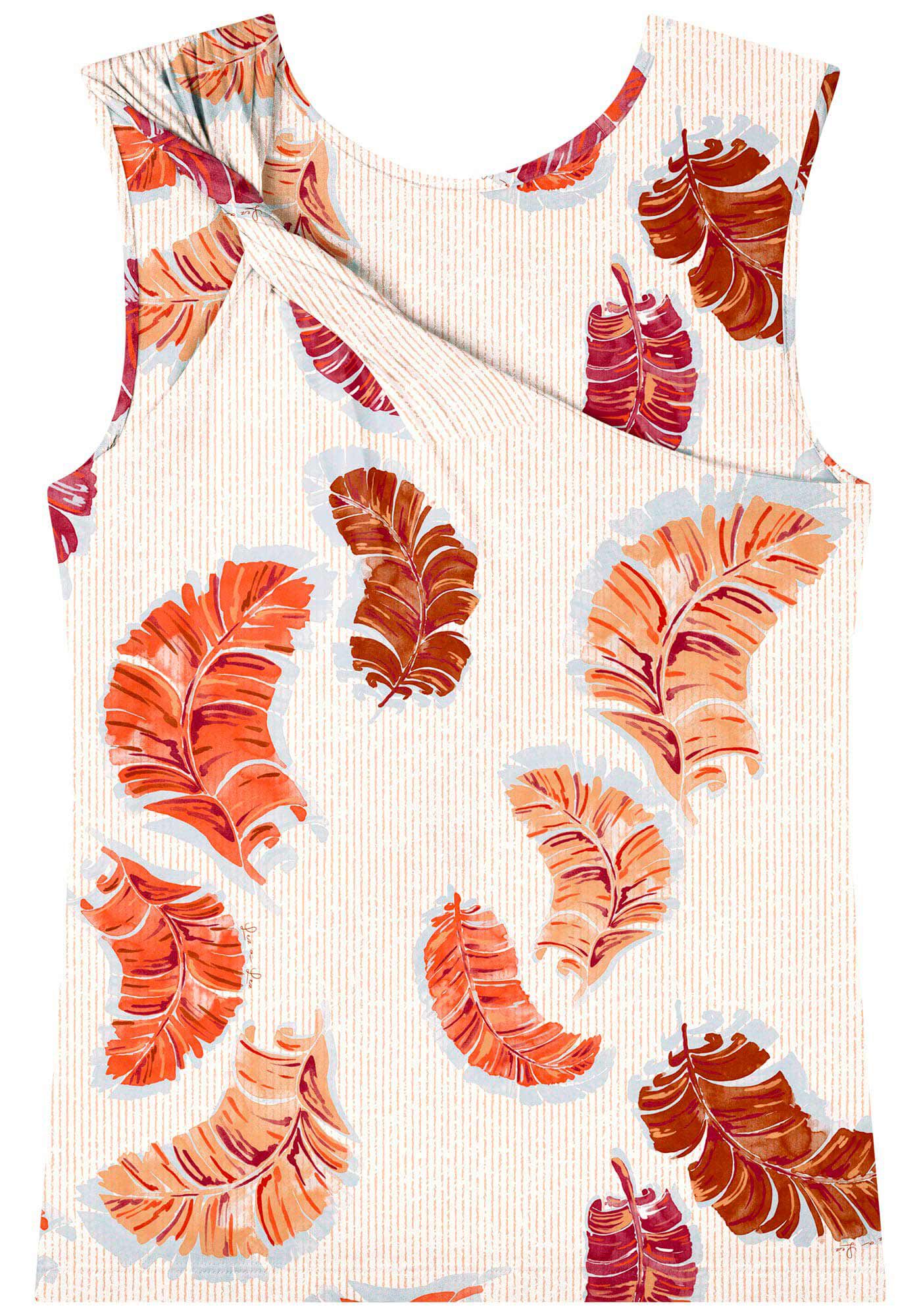 Blusa Regata Estampada Com Detalhe De Tor&ccedil;&atilde;o Em Malha Leve, , large.