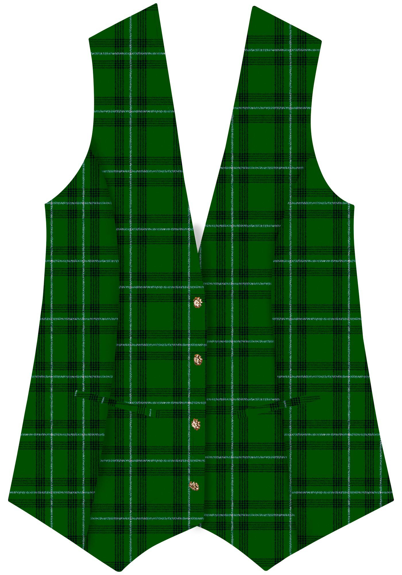 Colete Alongado Xadrez Com Bolsos E Bot&otilde;es Frontais, M.PLAID VERDE ESCURO, large.