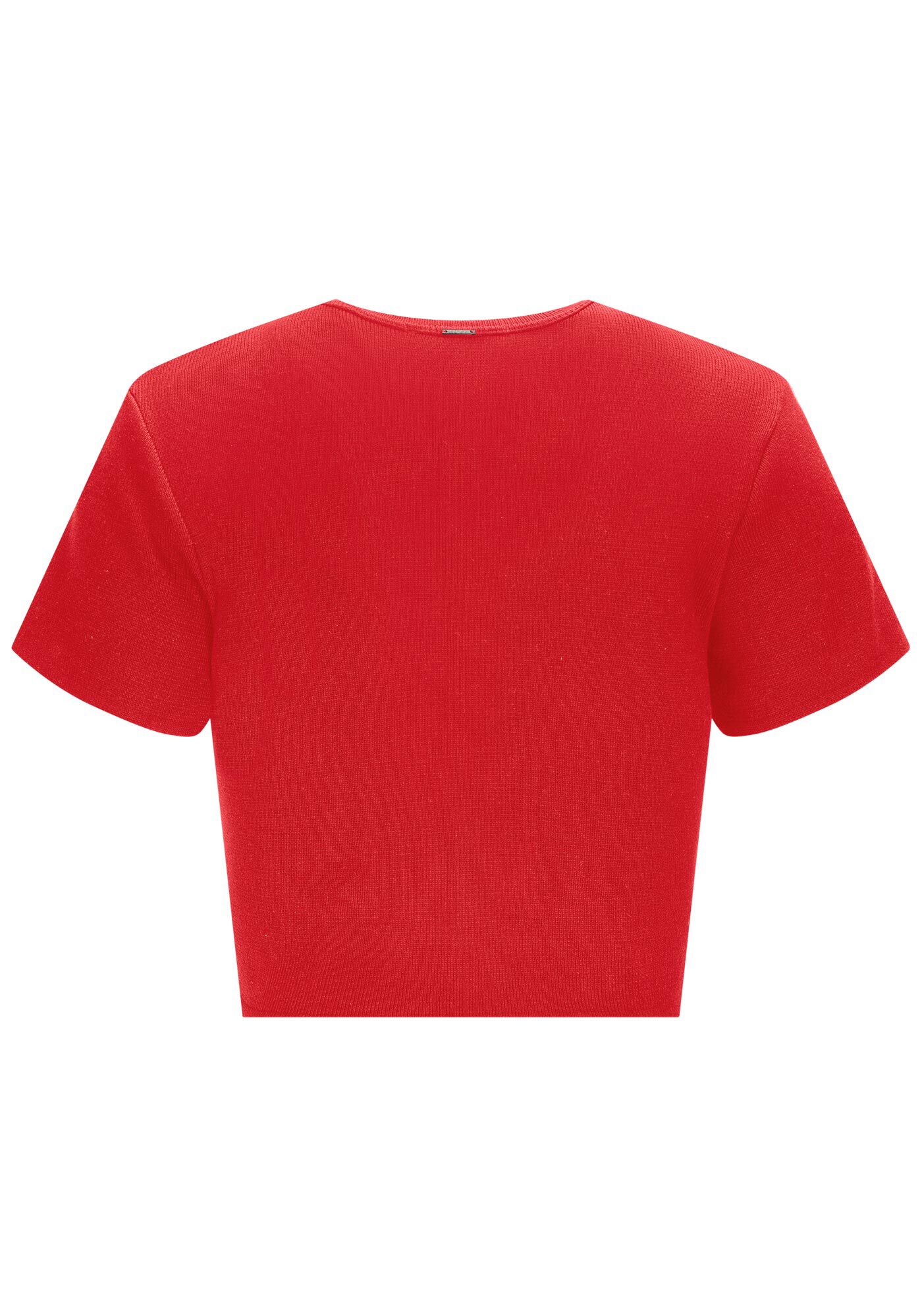 Blusa Cropped em Tric&ocirc; com Manga Curta, , large.