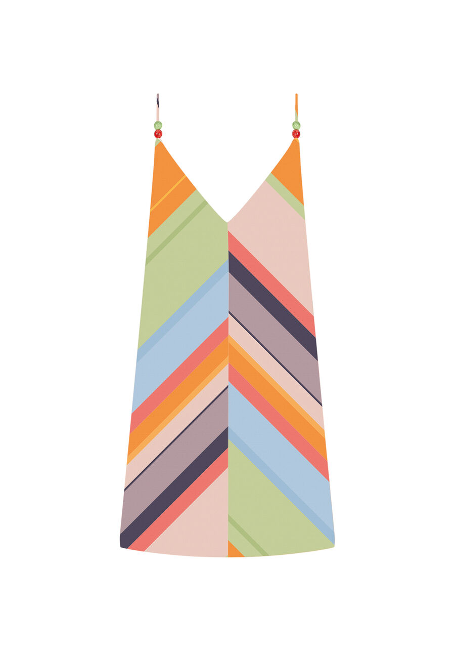 Vestido com Alças Decote V Estampado, . Vestido com Alças Decote V Estampado, , large.