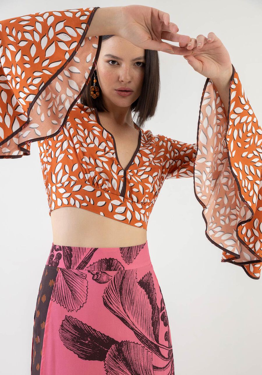 Blusa Estampada com Máxi Babado Manga, . Blusa Estampada com Máxi Babado Manga, , large.