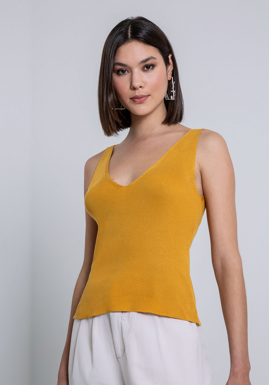 Regata Decote V Tricô, . Regata Decote V Tricô, , large.