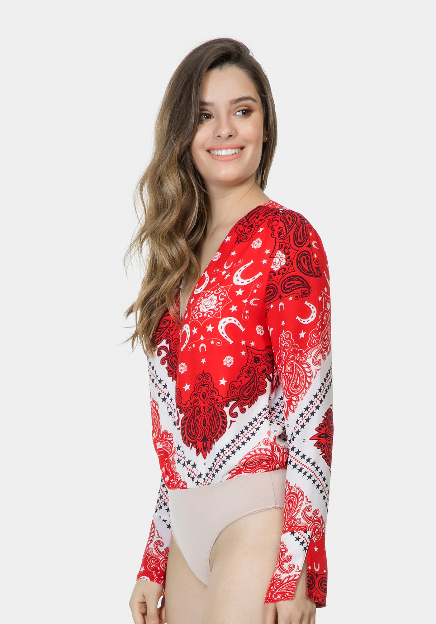 Body Manga Longa Estampado, , large.