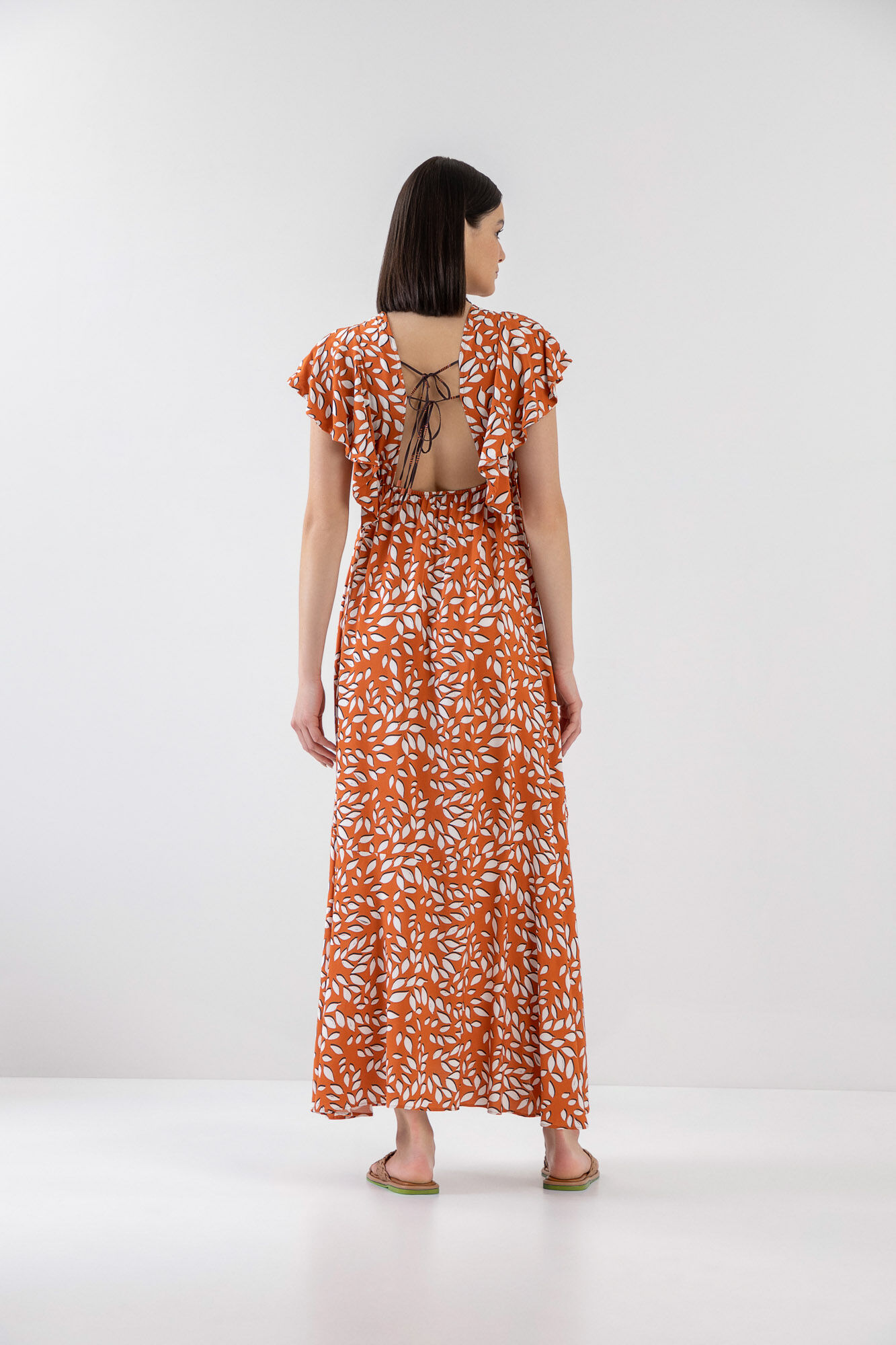 Vestido Midi Estampado com Recorte Costas, , large.