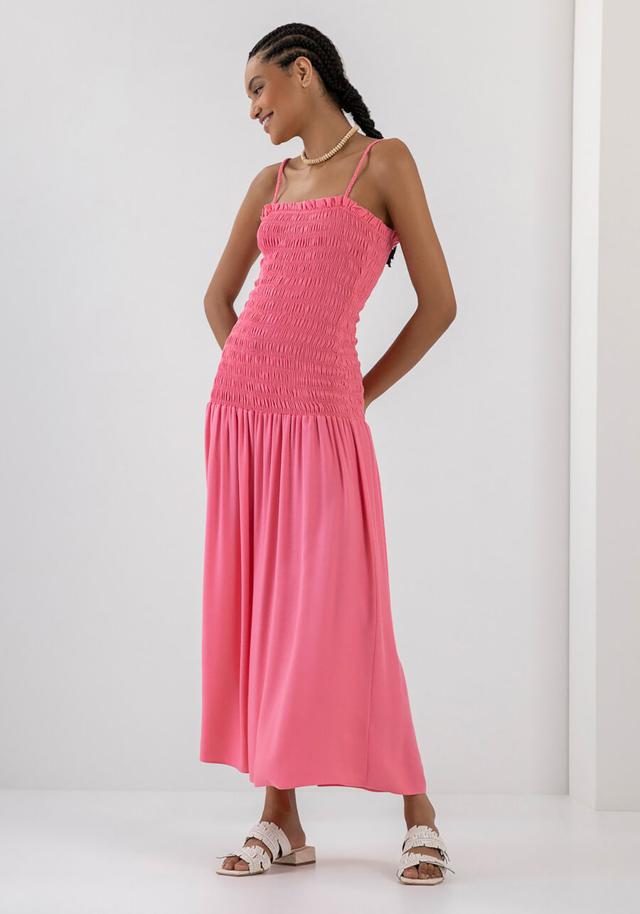 Vestido Midi em Viscose com Lastex, ROSA PEWTER, large.