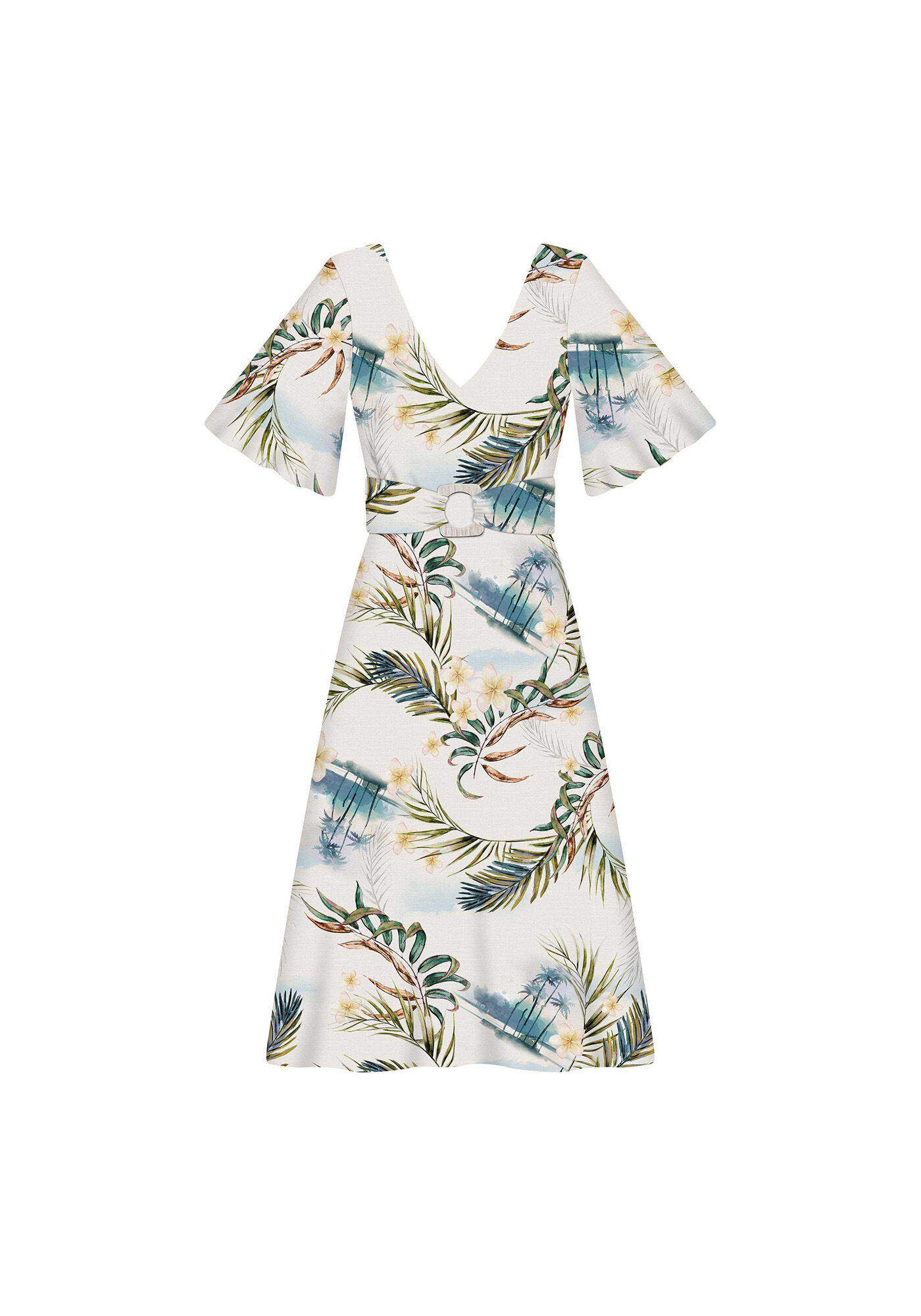 Vestido com Cinto Estampa, , large.