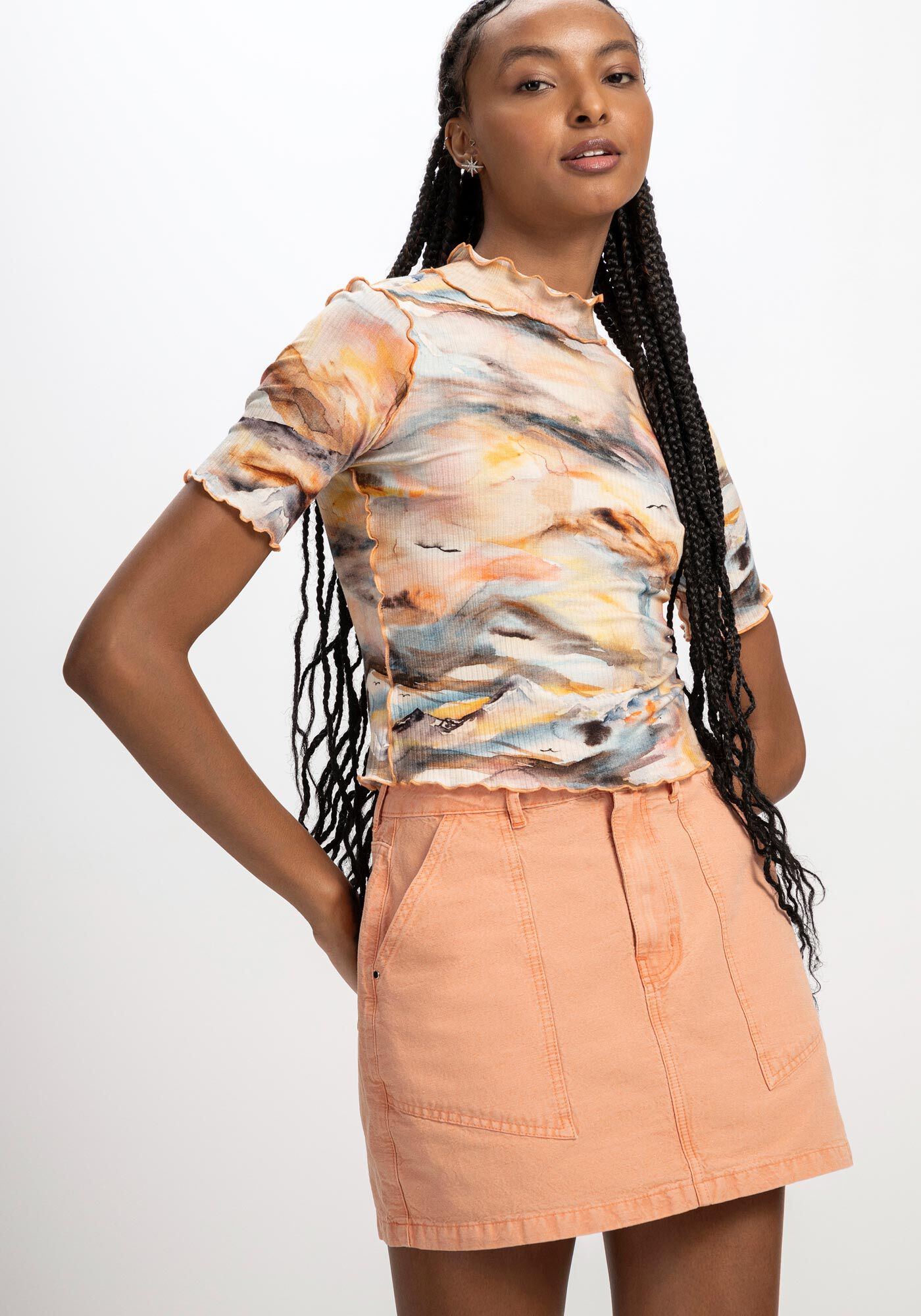 Blusa estampada store manga curta