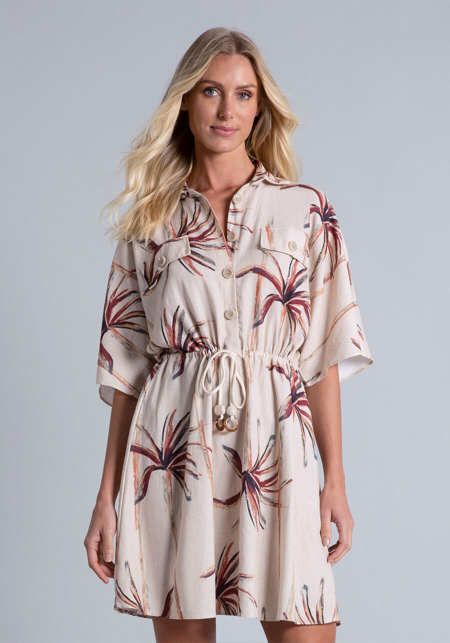 Vestido Botões Linho Estampa, . Vestido Botões Linho Estampa, , large.