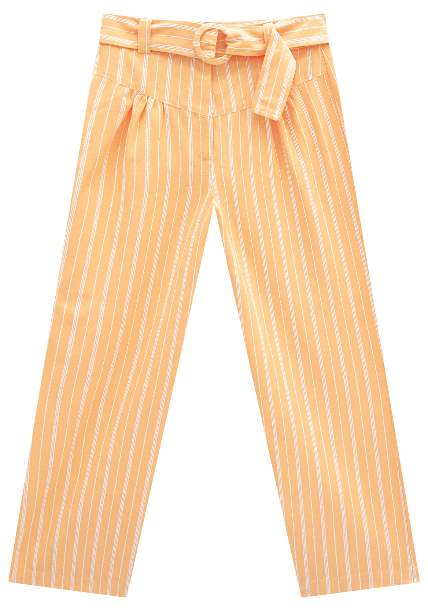 Cal&ccedil;a Reta Listrada com Pregas e Cinto, , large.