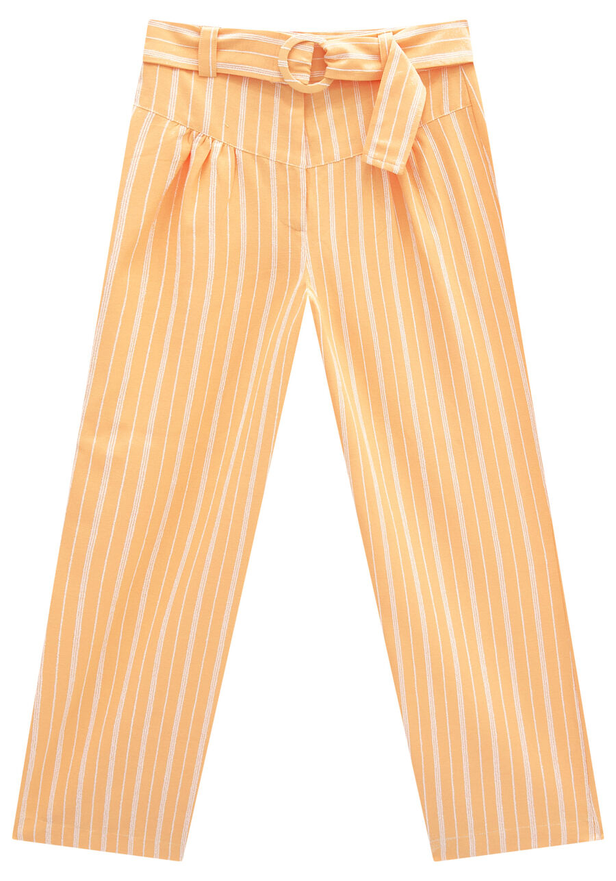 Calça Reta Listrada com Pregas e Cinto, . Calça Reta Listrada com Pregas e Cinto, , large.