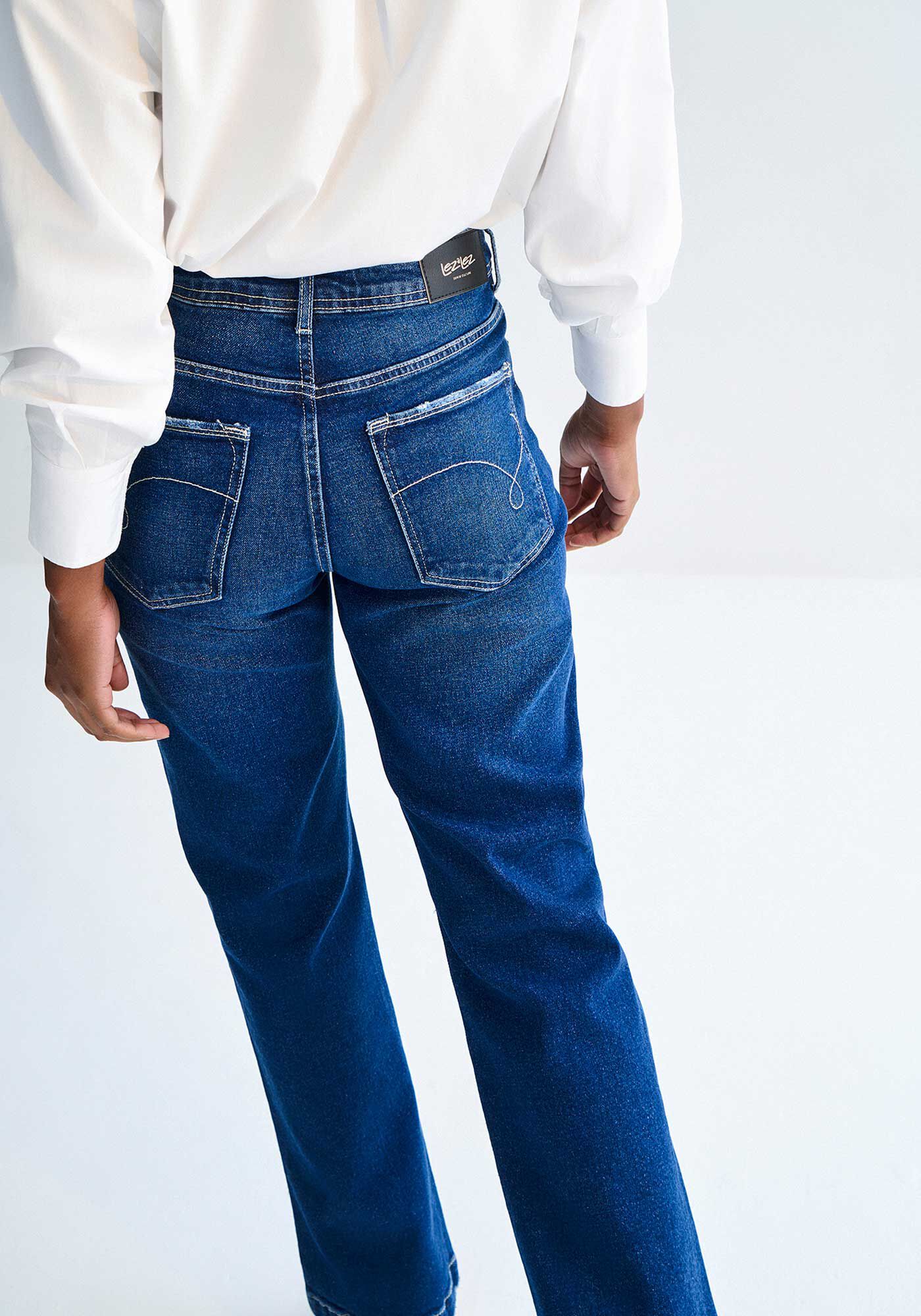 Cal&ccedil;a Jeans Reta Cintura Alta Cropped com Elasticidade, , large.