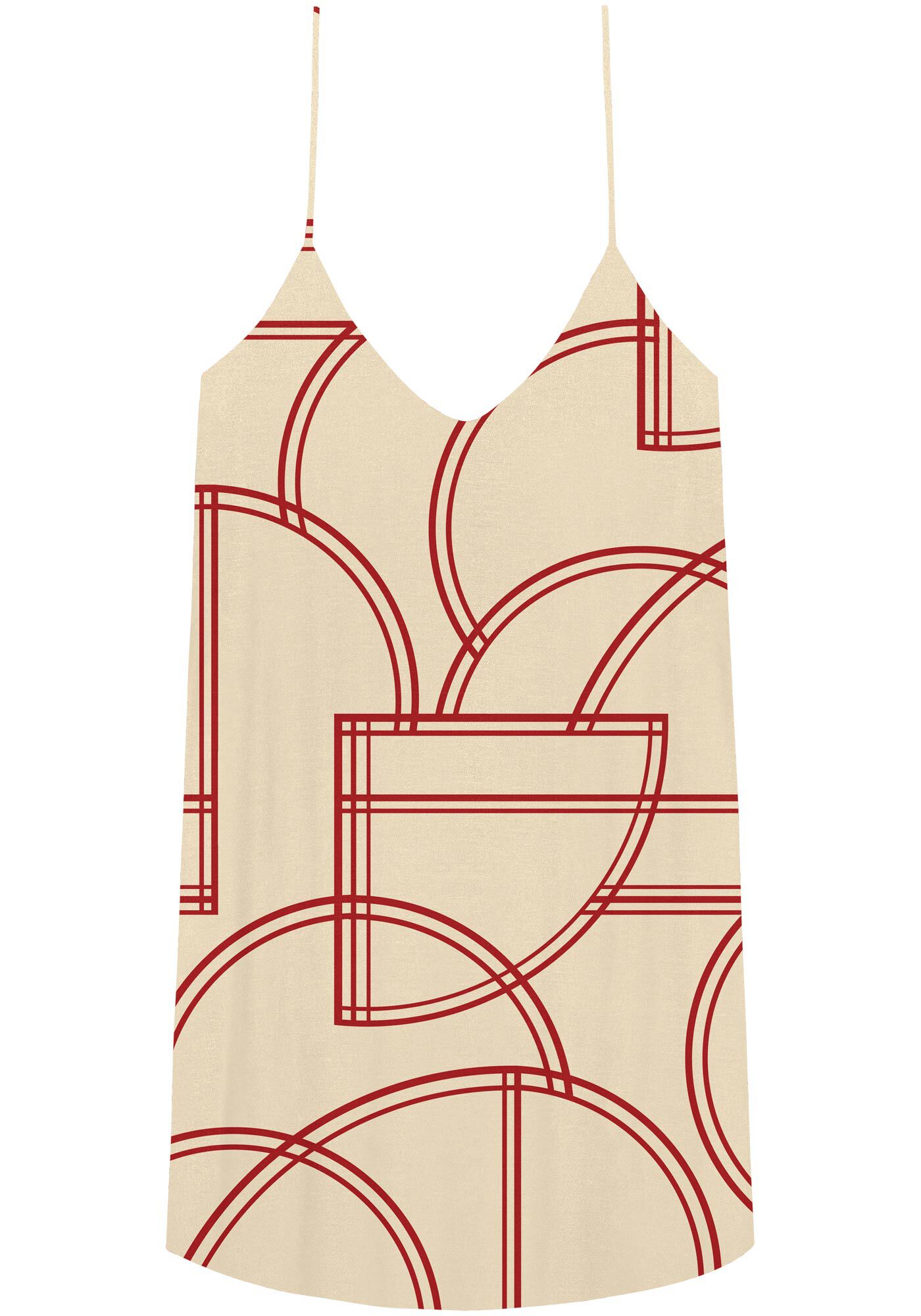 Vestido Curto Estampado Com Al&ccedil;as Finas Em Crepe De Viscose, , large.