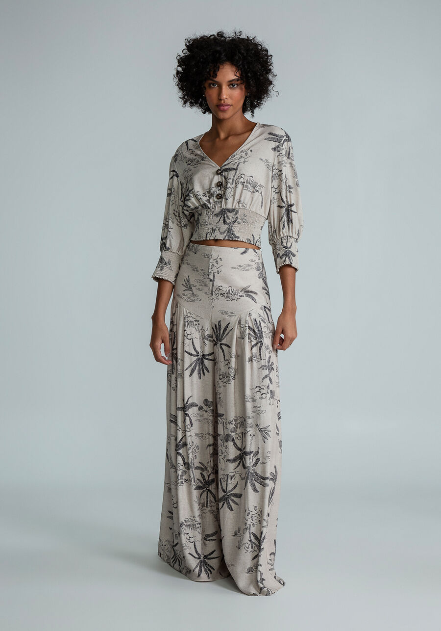 Blusa Cropped Manga 3/4 Lastex, REPOUSO. Blusa Cropped Manga 3/4 Lastex, REPOUSO, large.