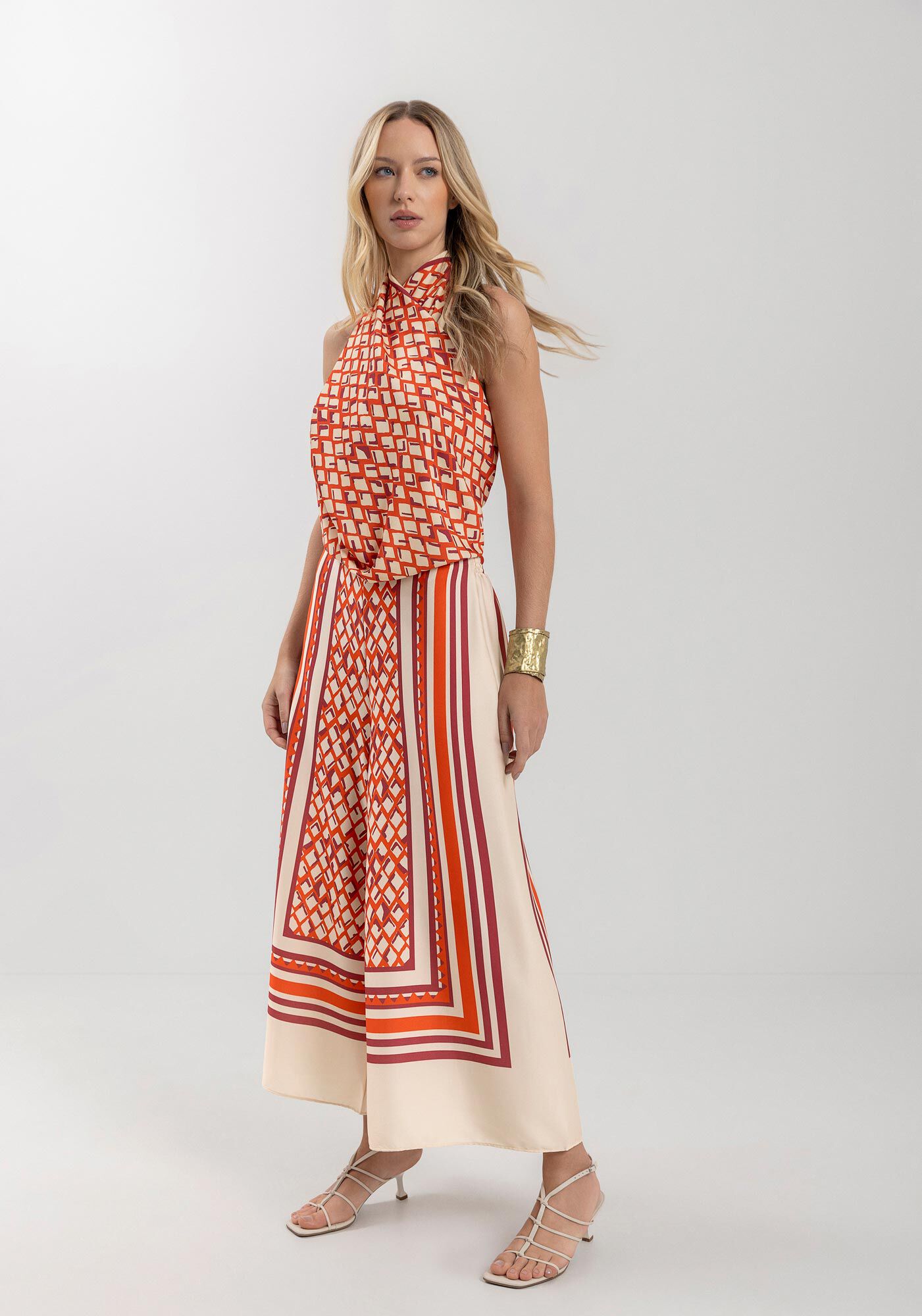 Cal&ccedil;a Cropped Estampada Com Cintura Alta, AMARELO SEASHELL, large.