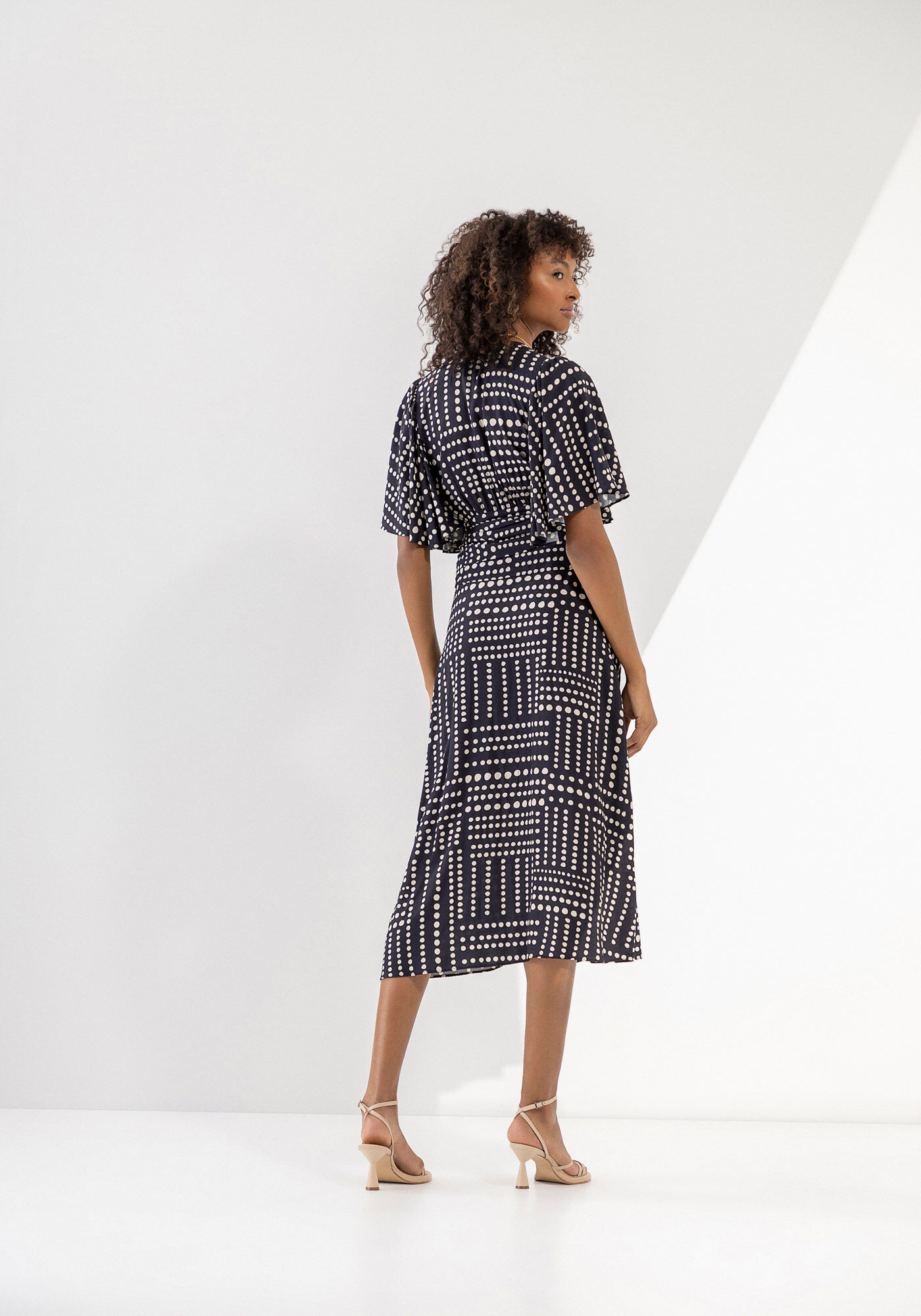 Vestido Midi Estampado Transpassado com Manga Flare, , large.