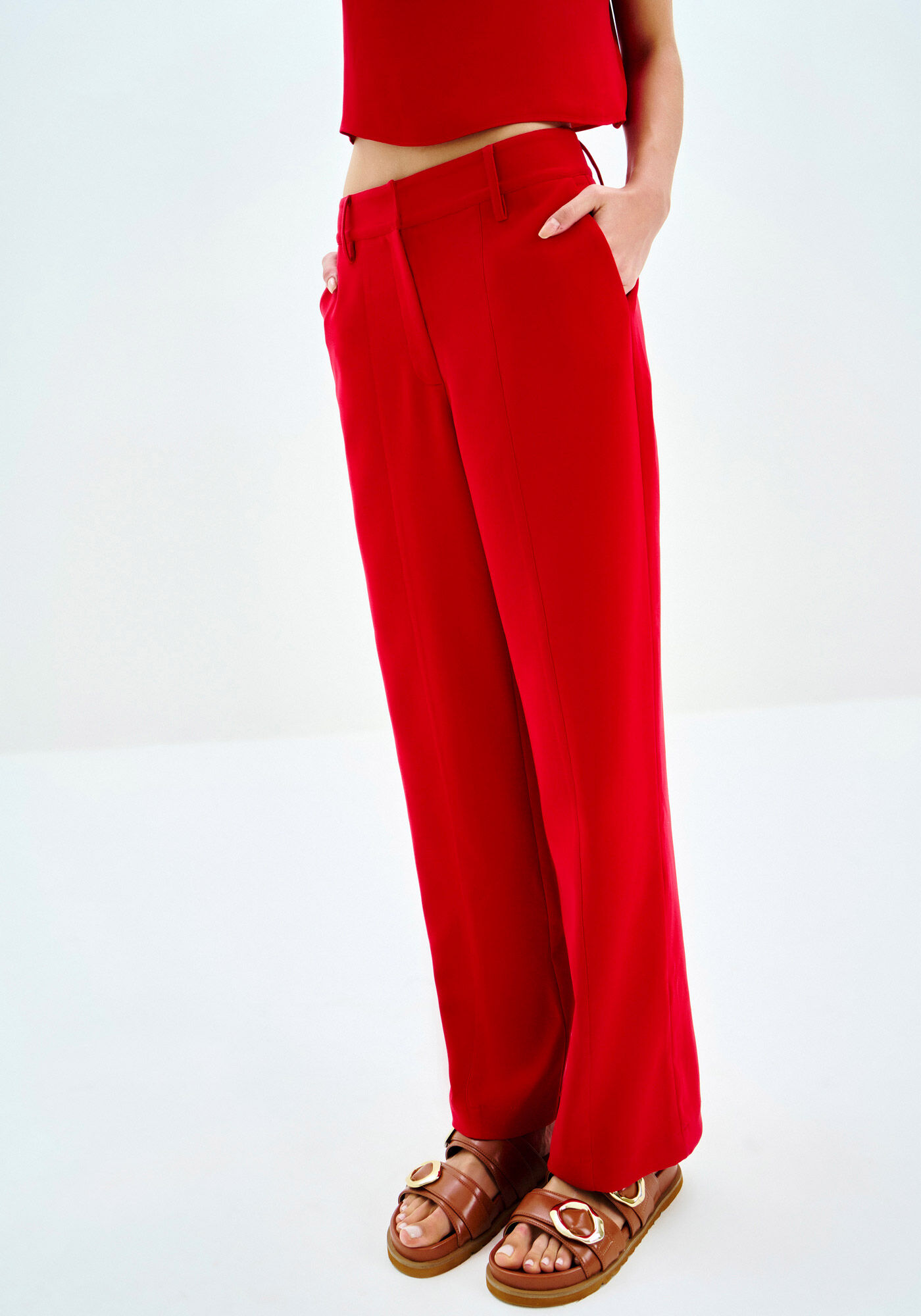 Cal&ccedil;a Reta Alfaiataria com Cintura M&eacute;dia, , large.