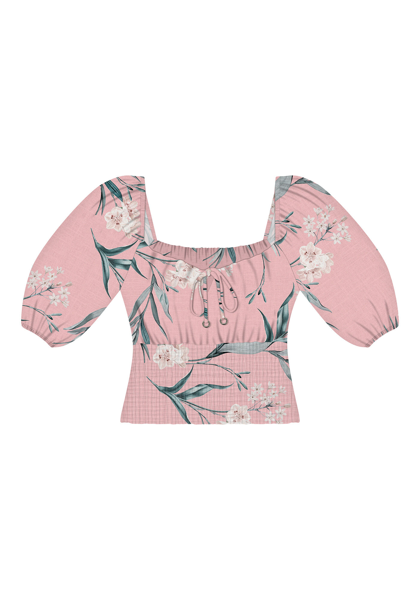 Blusa Manga Bufante Amarra&ccedil;&atilde;o Estampad, LIRIOS, large.