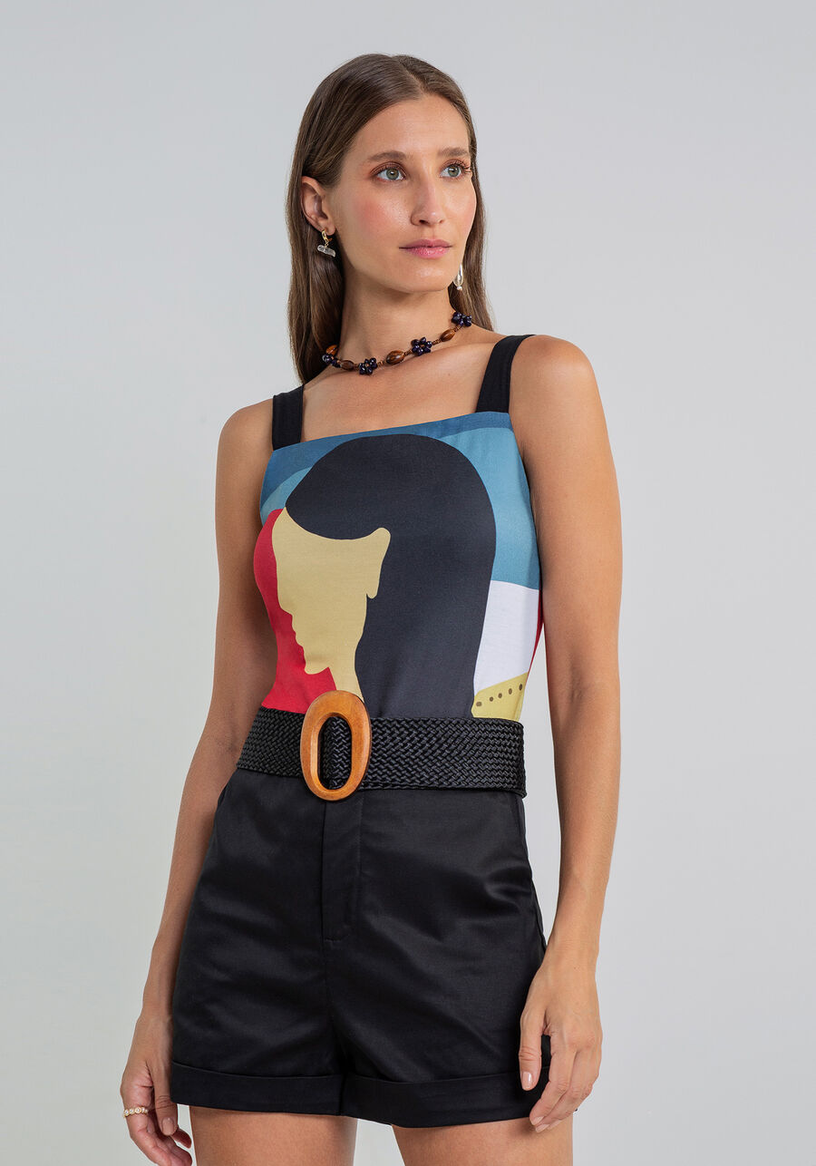 Shorts Cintura Média Estampa, . Shorts Cintura Média Estampa, , large.