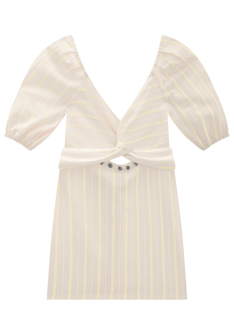 Vestido Curto Listrado com Cut Out e Búzios, . Vestido Curto Listrado com Cut Out e Búzios, , large.