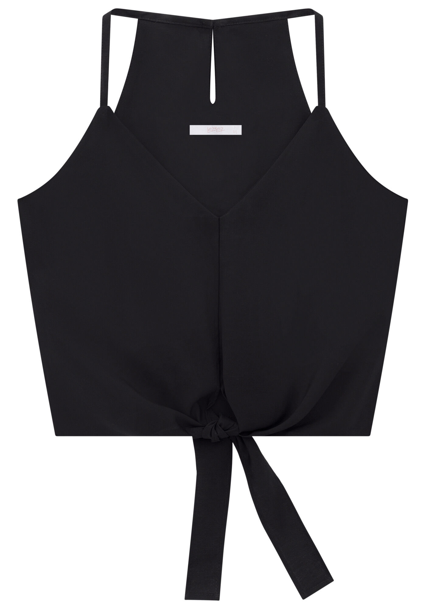 Blusa com Al&ccedil;as Cropped com La&ccedil;o, PRETO REATIVO, large.