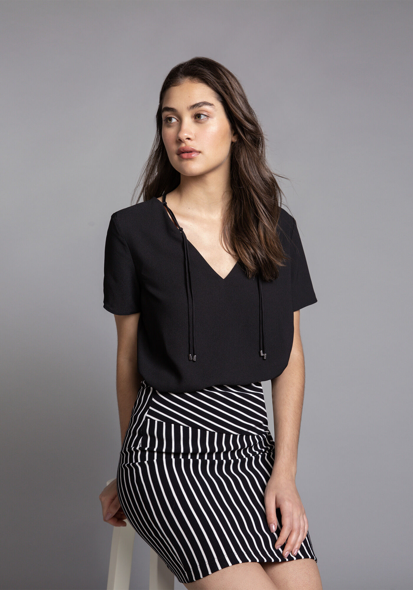 Blusa Decote V com Tiras, , large.