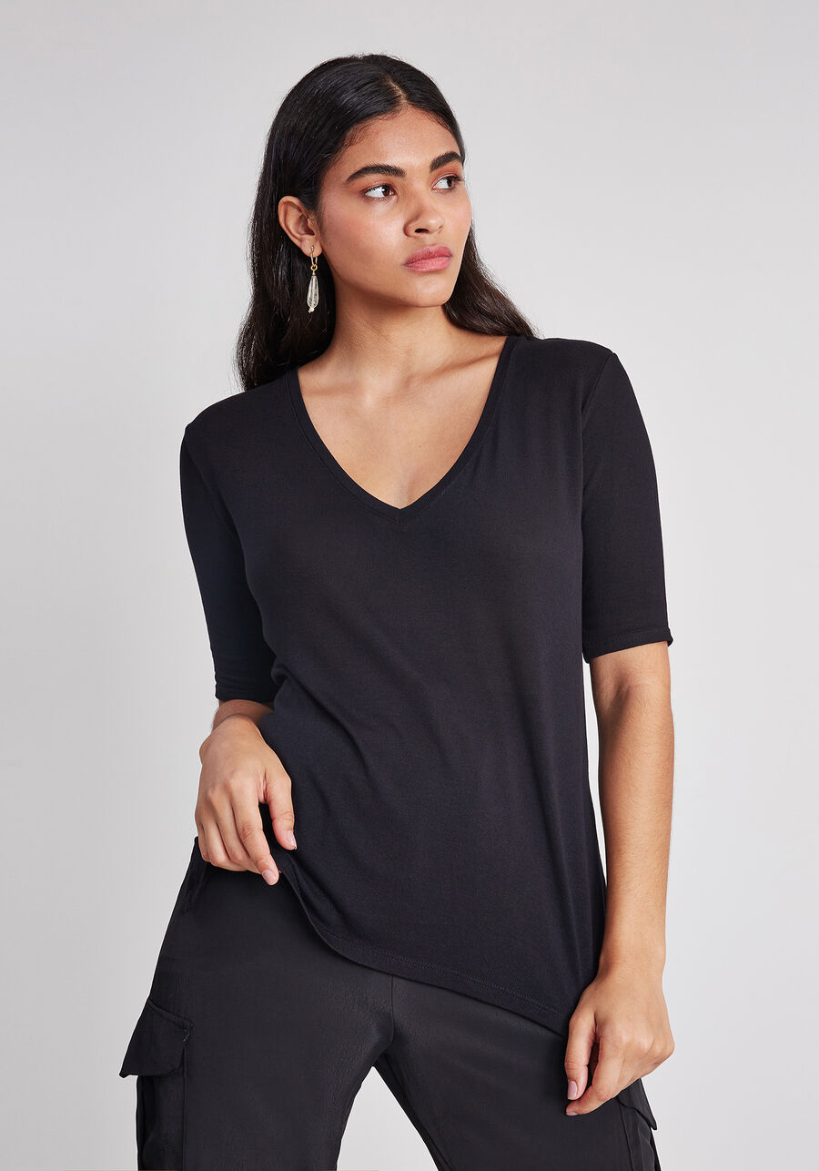 Blusa Decote V Básica, . Blusa Decote V Básica, , large.