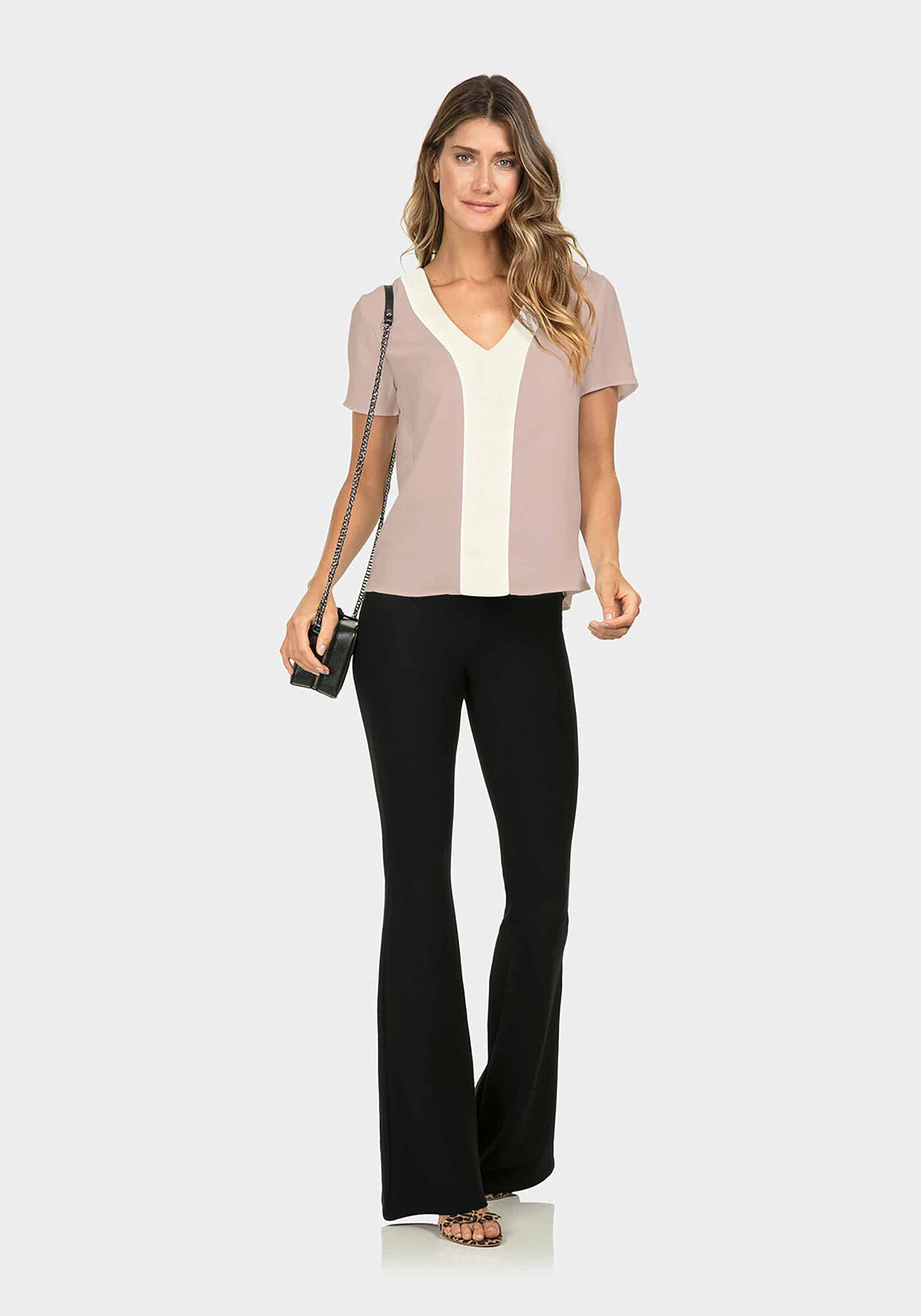 Blusa Recorte Bicolor Rosa Apricot, , large.