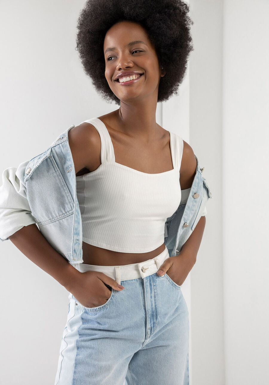 Blusa Canelada Cropped com Alças, . Blusa Canelada Cropped com Alças, , large.