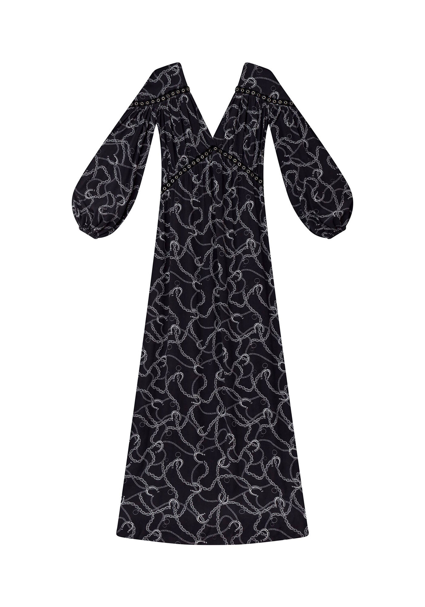 Vestido Longo Manga Longa Tecido, , large.