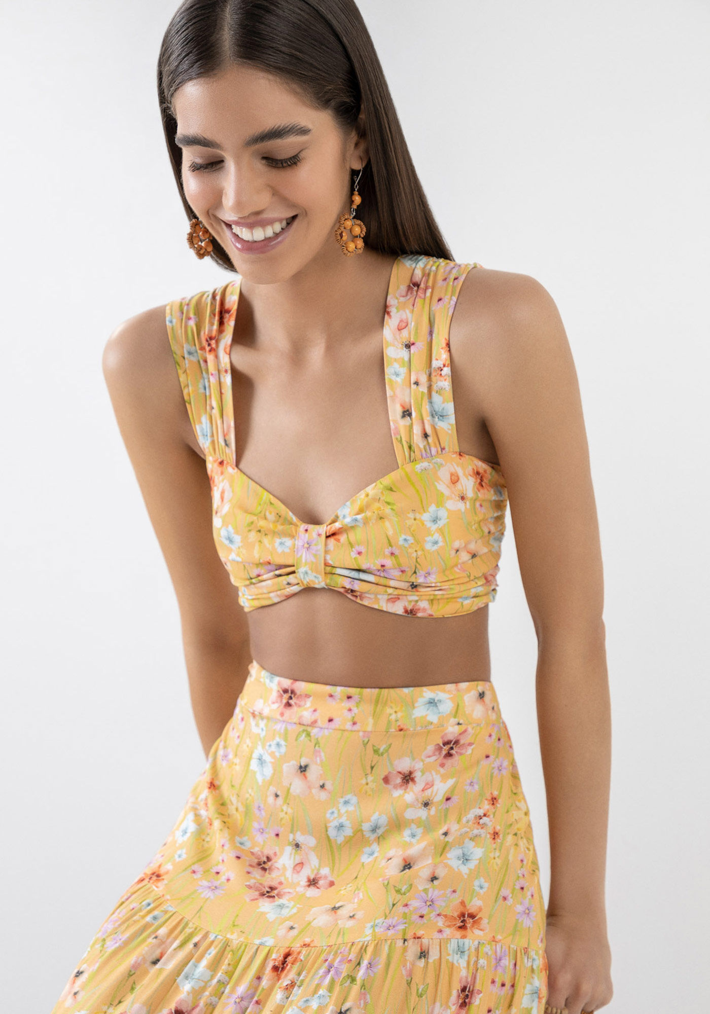 Blusa Cropped Estampada com Detalhe Busto, , large.