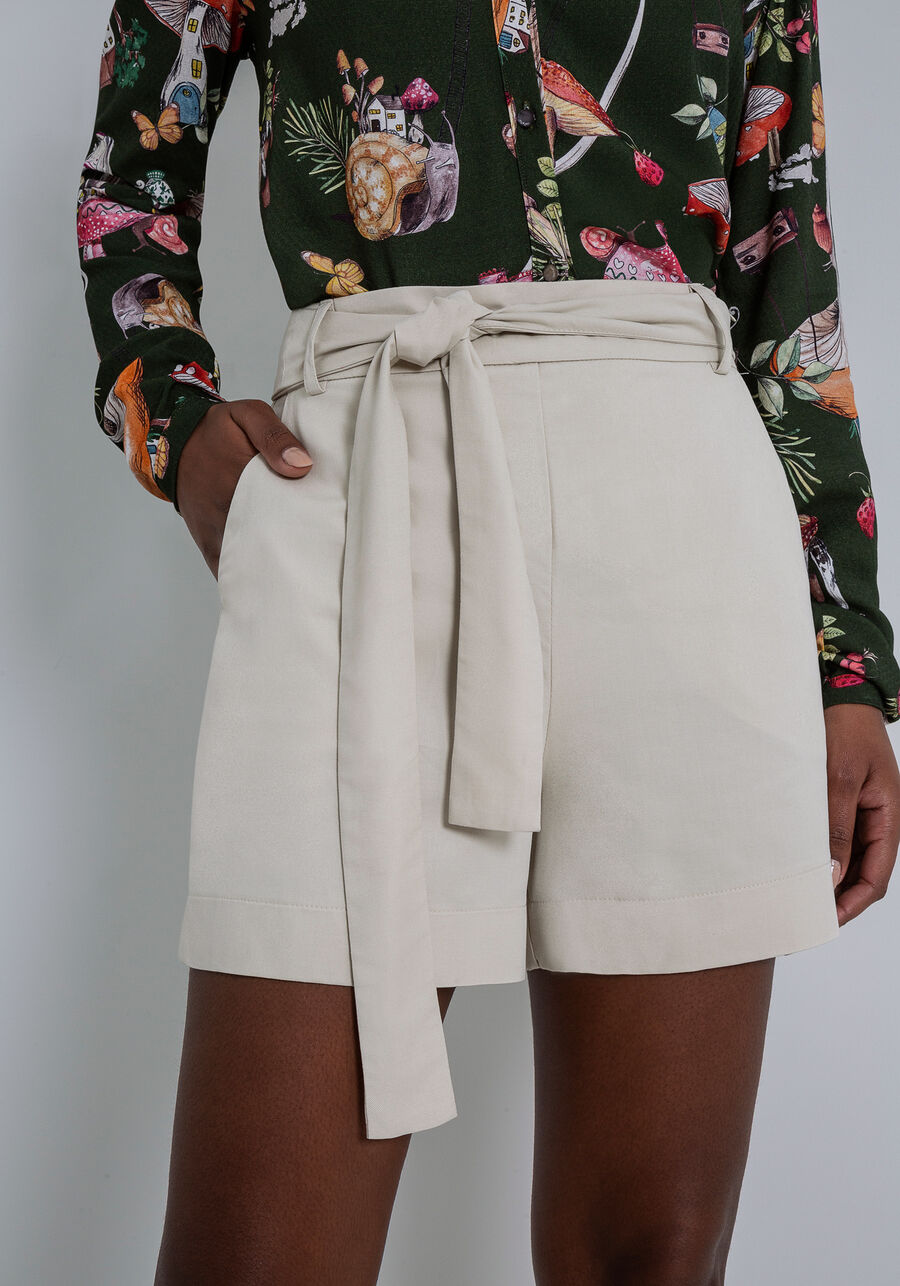 Shorts Cintura Média em Tecido Velurd com Cinto, . Shorts Cintura Média em Tecido Velurd com Cinto, , large.