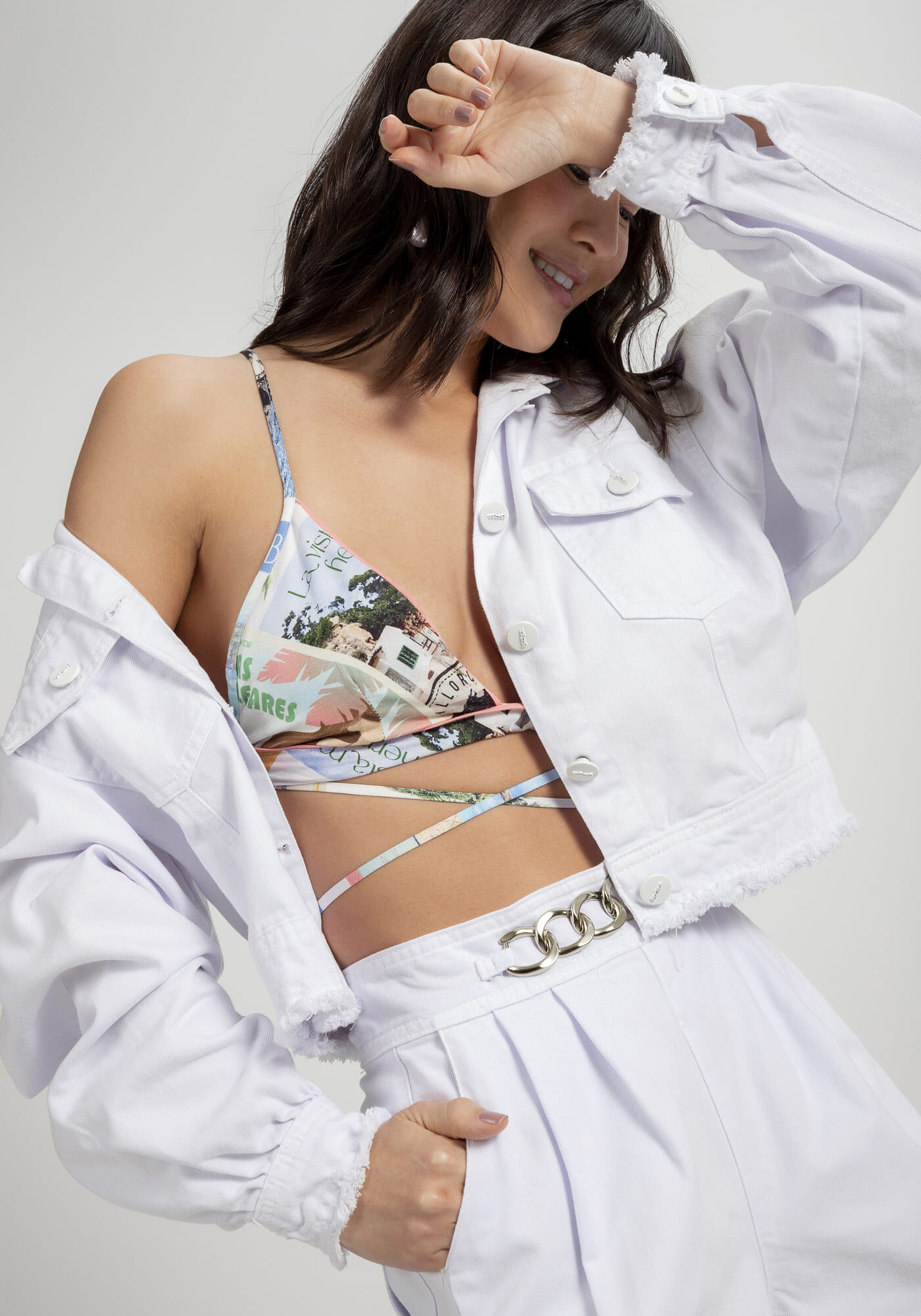 Jaqueta Sarja Cropped Manga Bufante, , large.