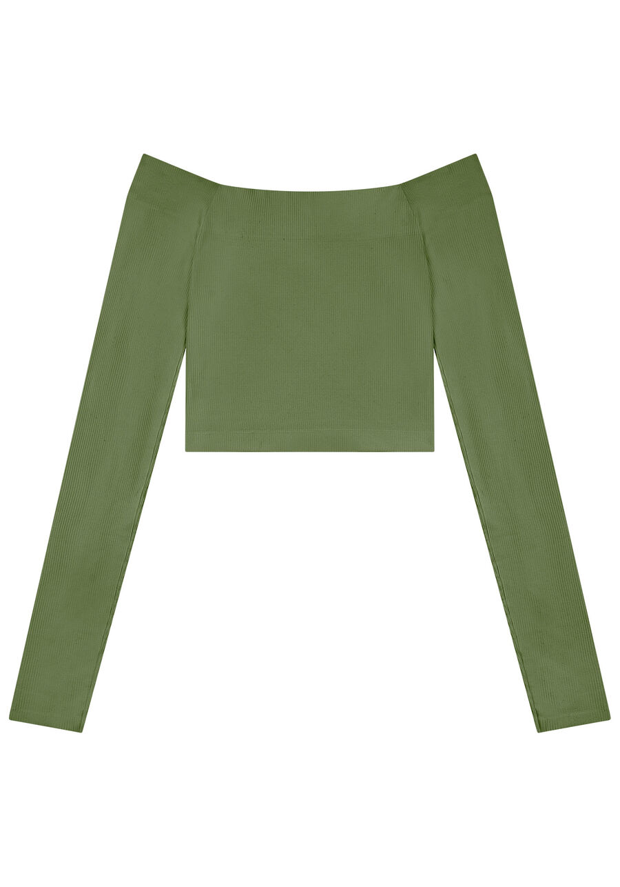 Blusa Manga Longa com Decote Ombro a Ombro, . Blusa Manga Longa com Decote Ombro a Ombro, , large.