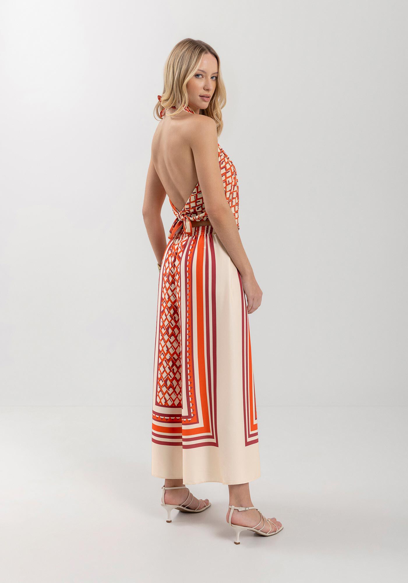 Cal&ccedil;a Cropped Estampada Com Cintura Alta, AMARELO SEASHELL, large.