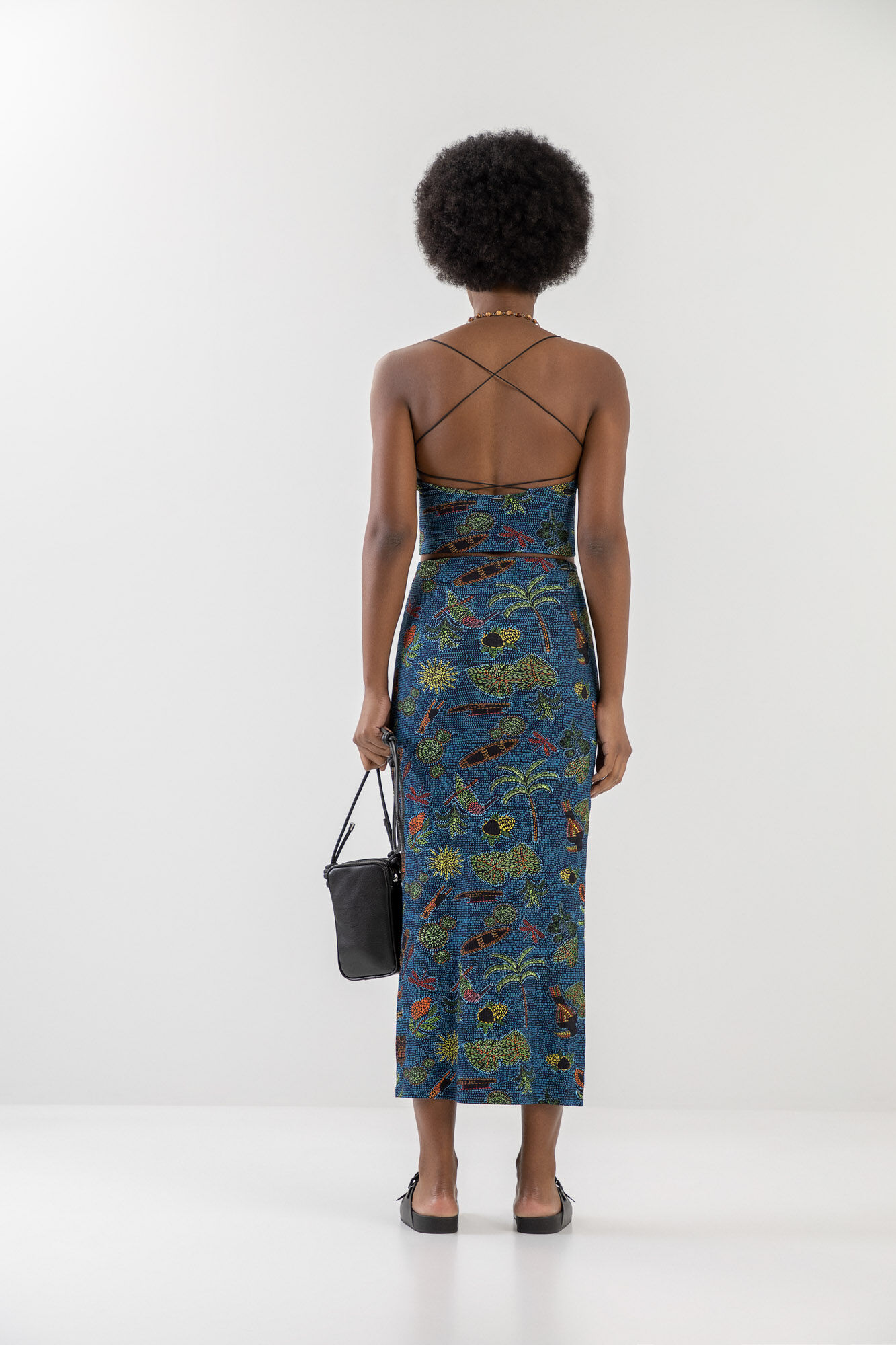 Blusa Canelada Estampada com Recorte Costas, , large.