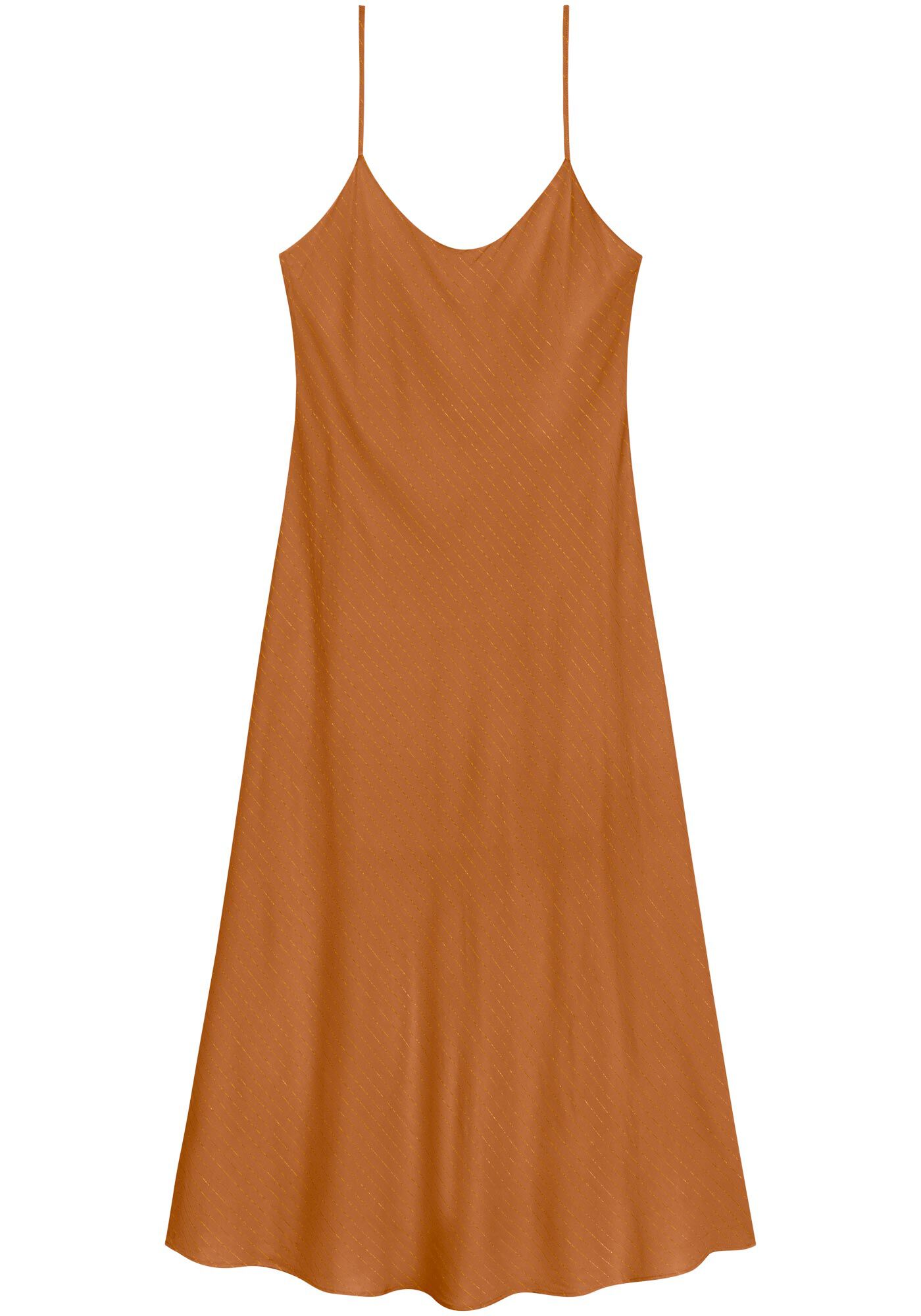 Vestido De Al&ccedil;as Midi Ch&aacute; Em Viscose Com Fios De Lurex, , large.