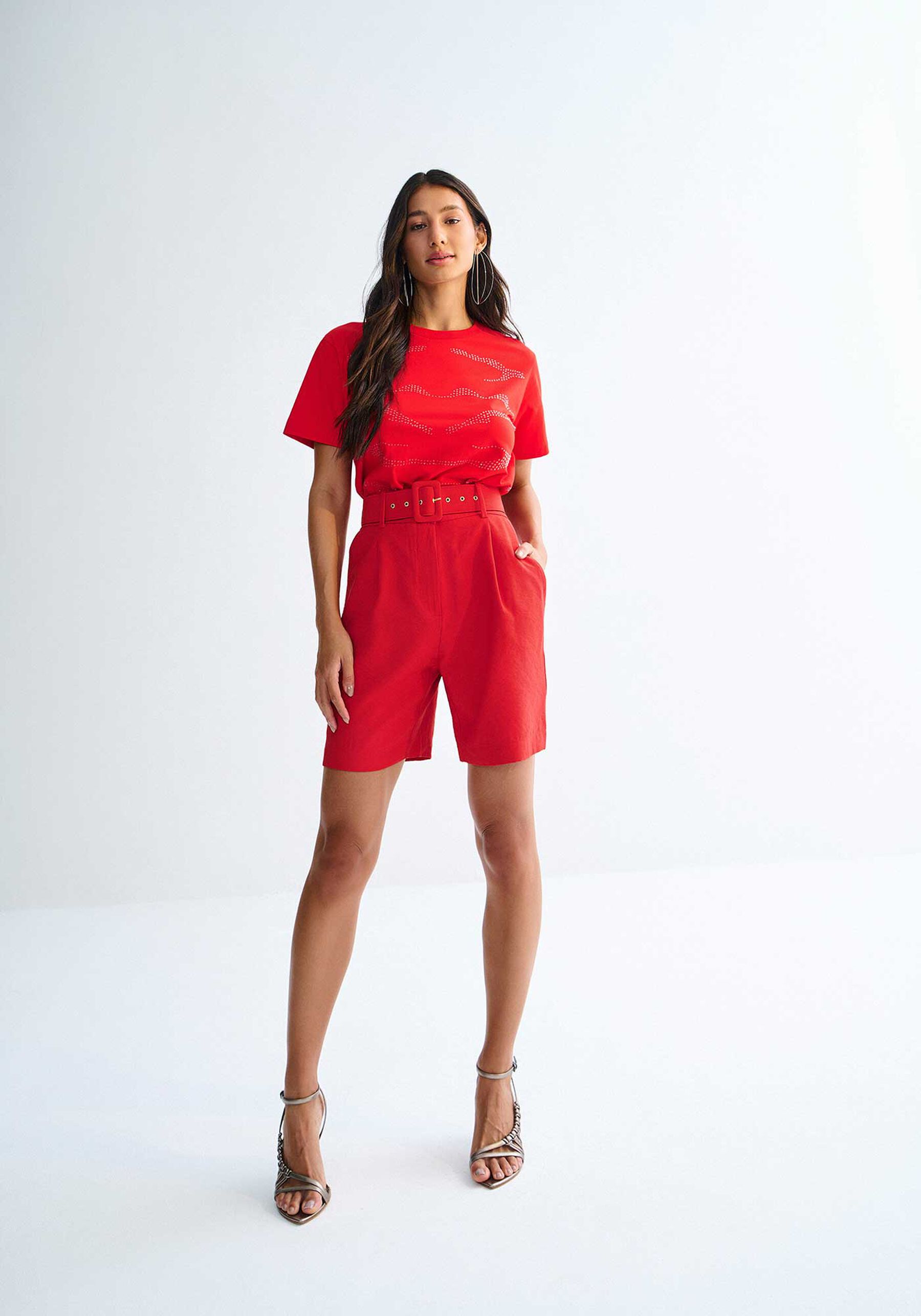 Shorts Cintura Alta Alfaiataria Alongado com Cinto, . Shorts Cintura Alta Alfaiataria Alongado com Cinto, , large.