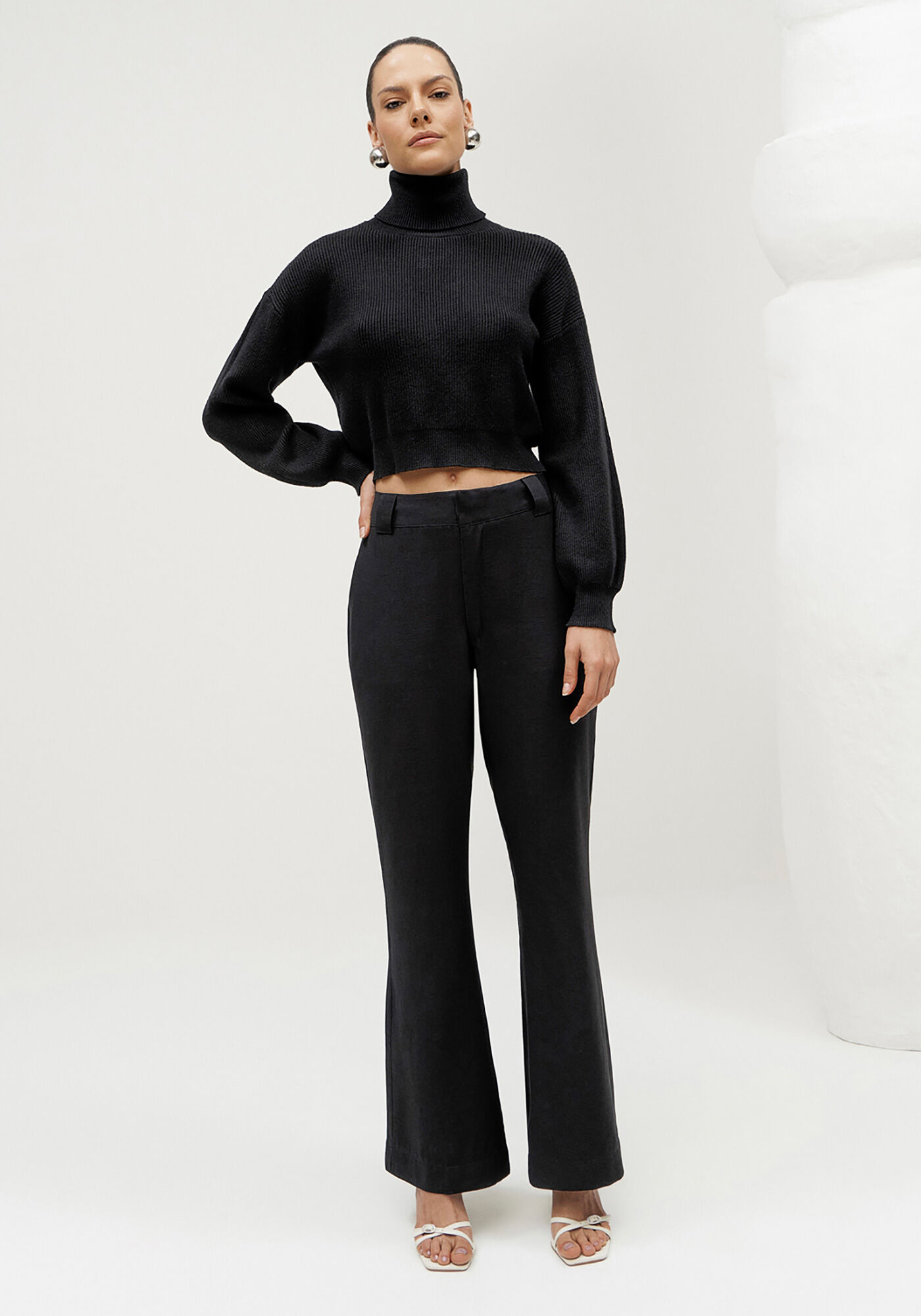 Cal&ccedil;a Reta Alfaiataria com Cintura Alta, , large.