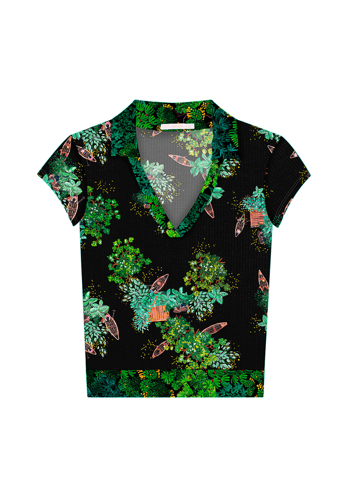 Blusa Polo Canelada Estampada, IGARAPE, large.