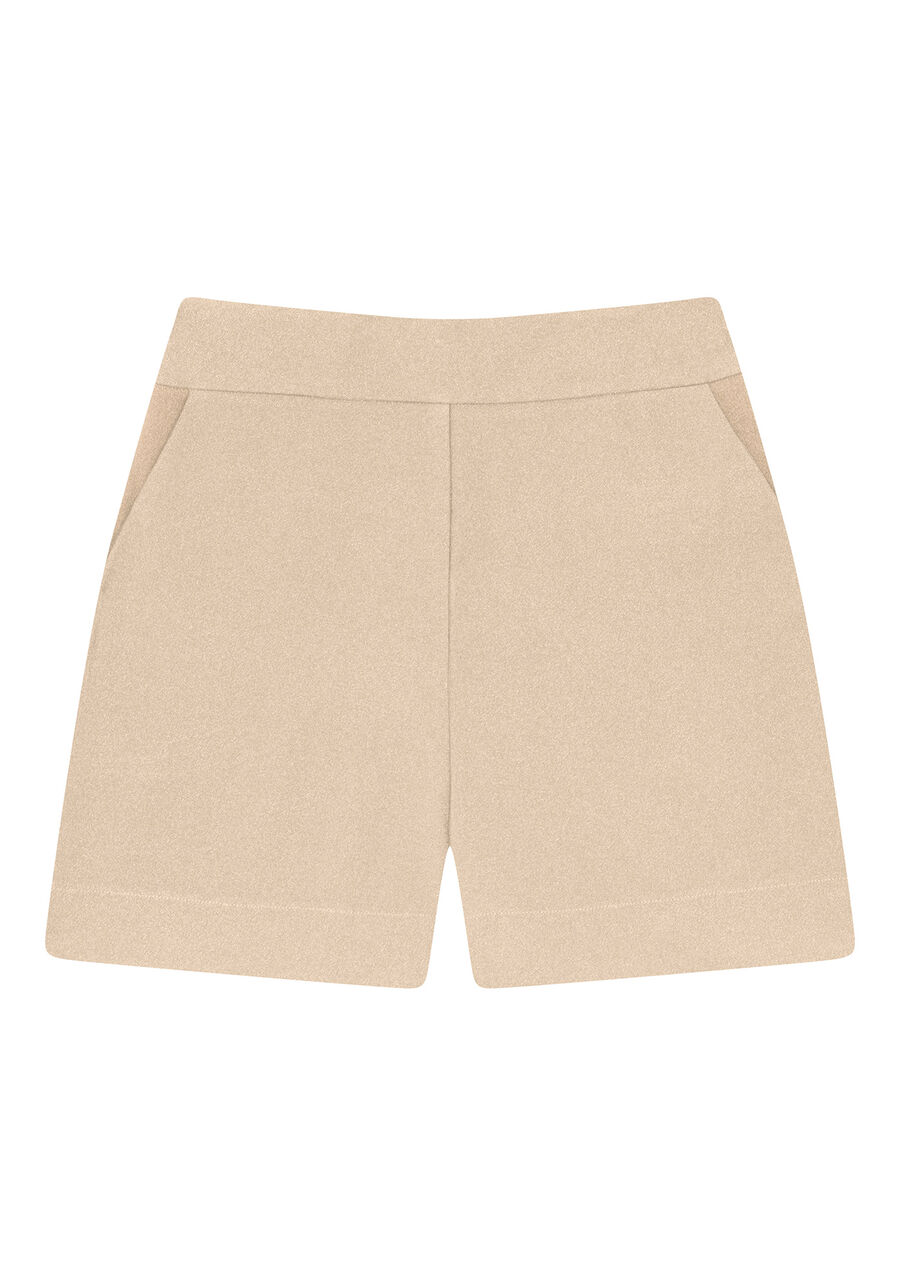 Shorts Cintura Alta Minimal, BEGE, large.
