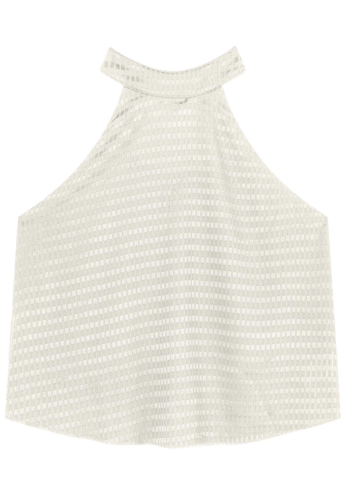 Blusa Halter Neck em Tecido Texturizado com Gola, , large.