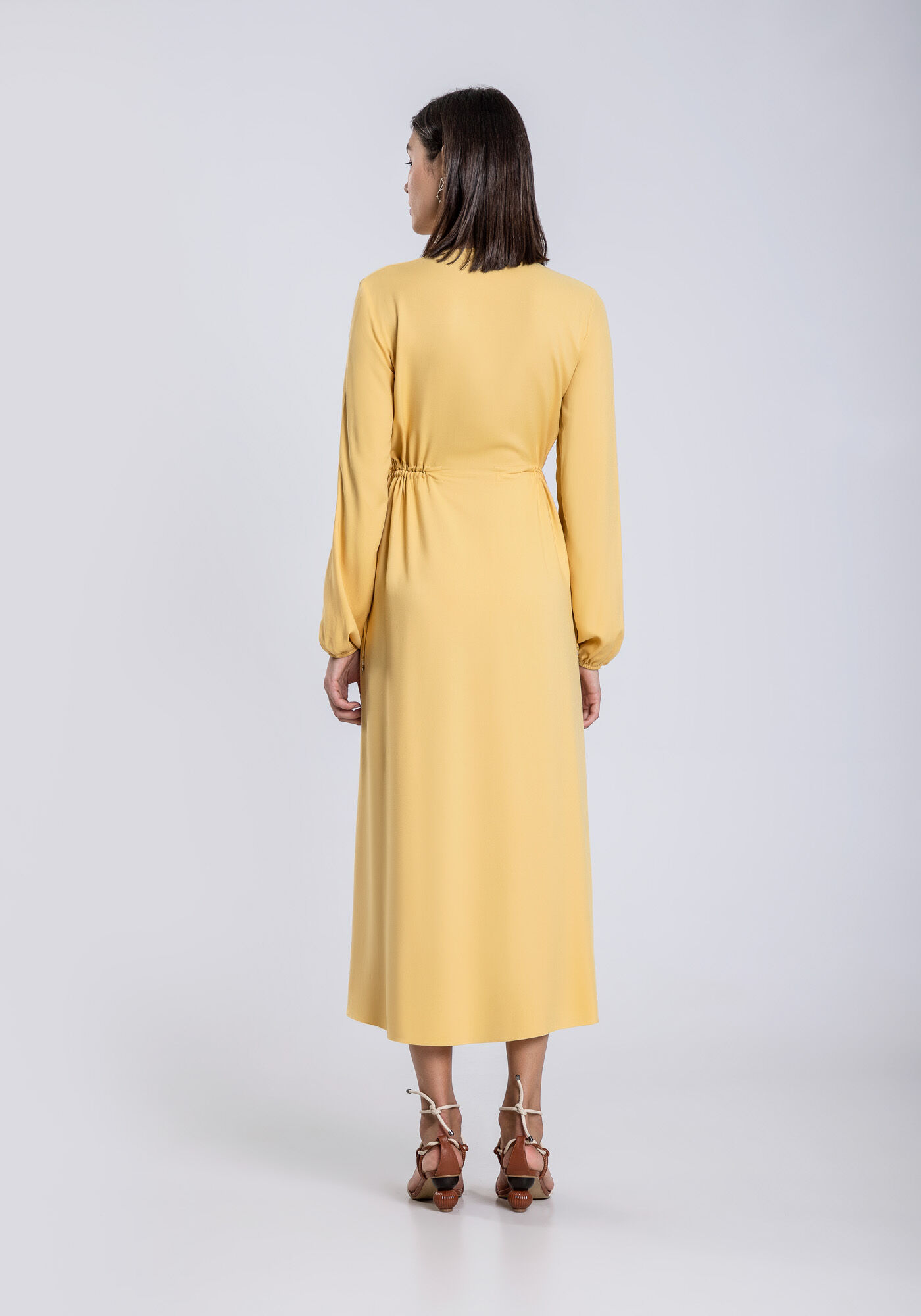 Vestido Midi Manga Longa com Amarra&ccedil;&atilde;o, , large.