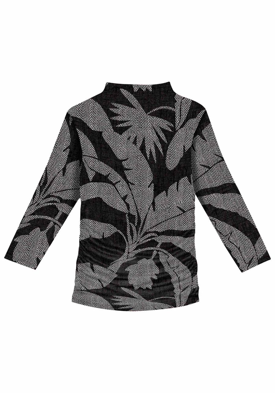 Blusa Manga 3/4 Estampada com Franzido Lateral, . Blusa Manga 3/4 Estampada com Franzido Lateral, , large.
