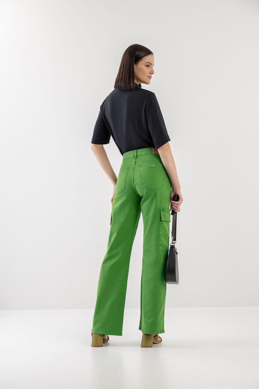 Calça Sarja Wide Leg Cargo Estonado, . Calça Sarja Wide Leg Cargo Estonado, , large.